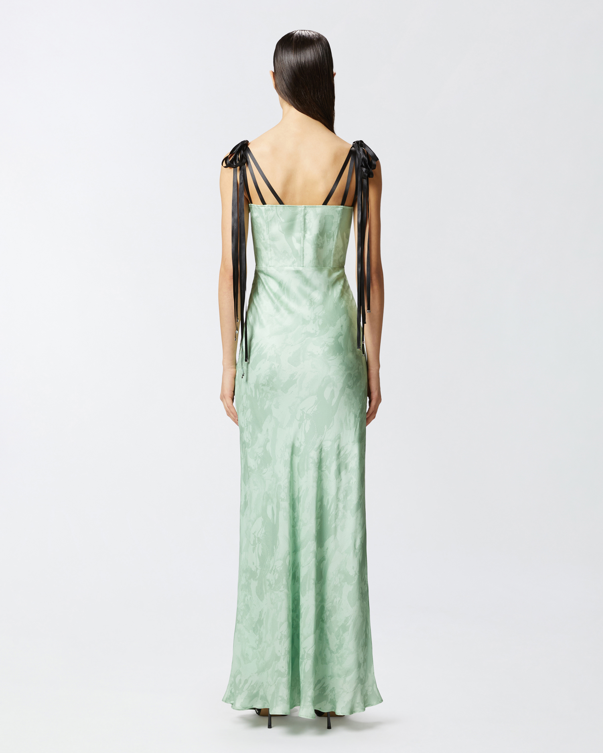 Pinko Reimagine By  X Patrick Mcdowell Long Satin Dress With Horse Print