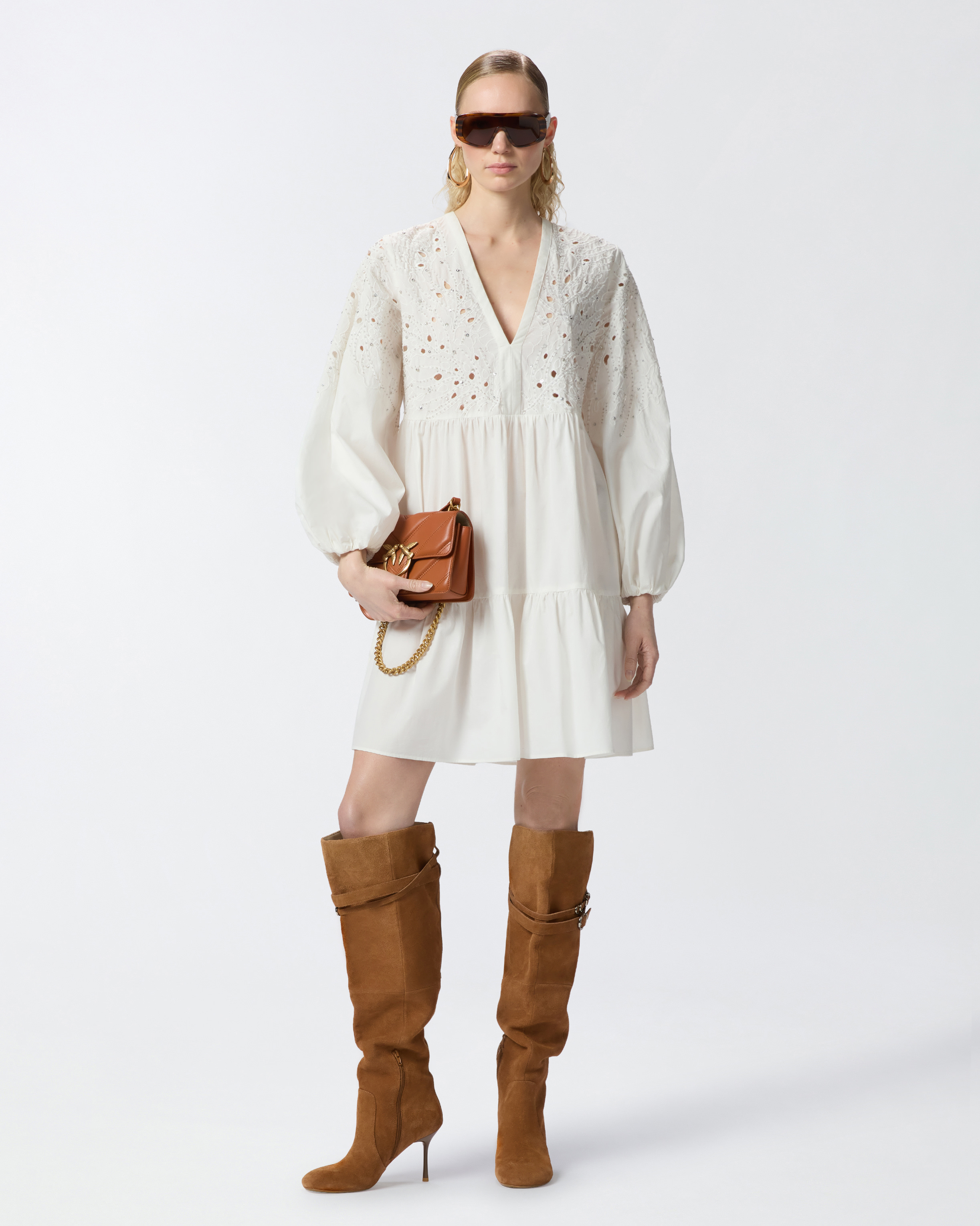 Mini dress with openwork and crystals PINKO → Shop Online