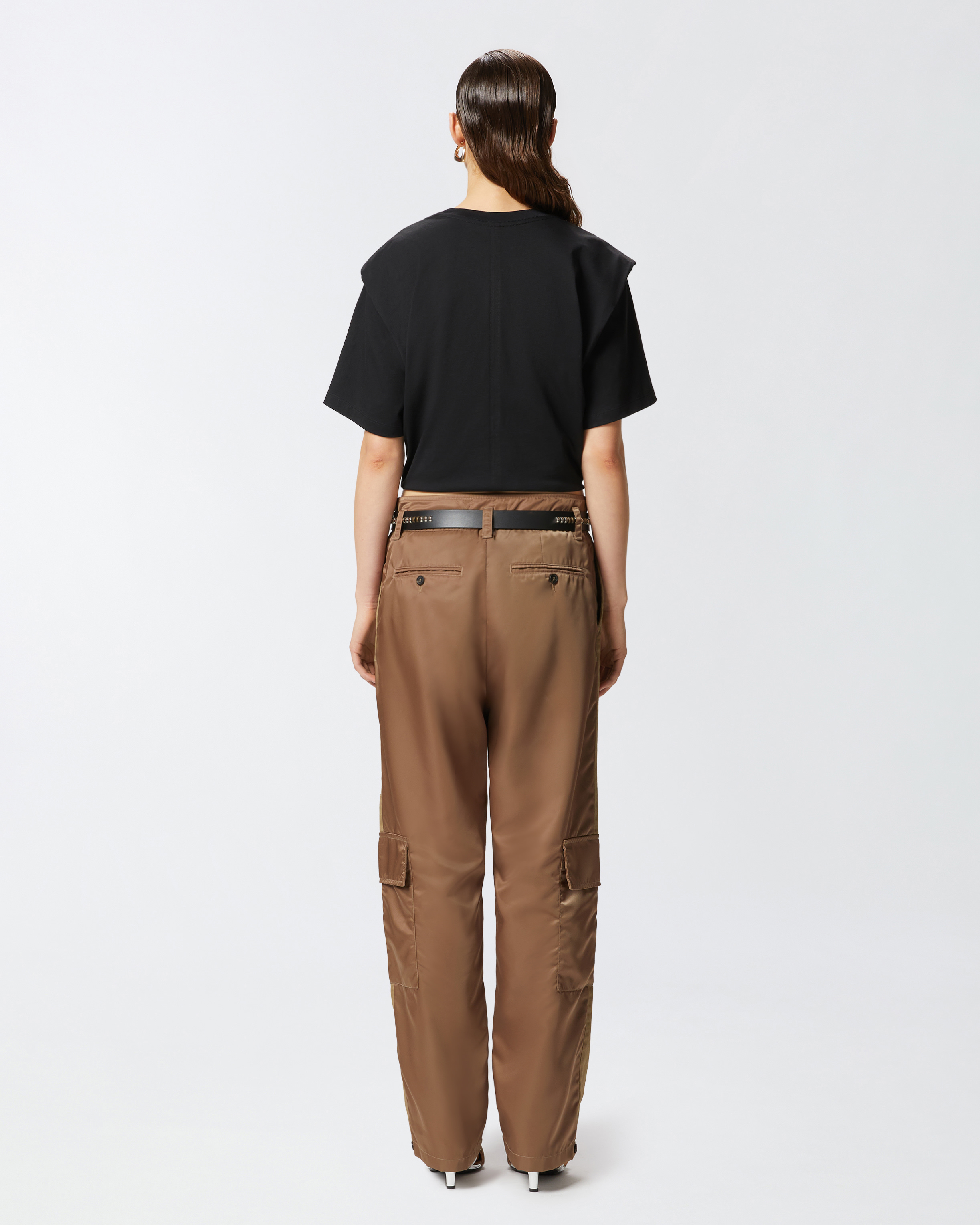 Pinko Short T-shirt With Knot In Front In Limo Black