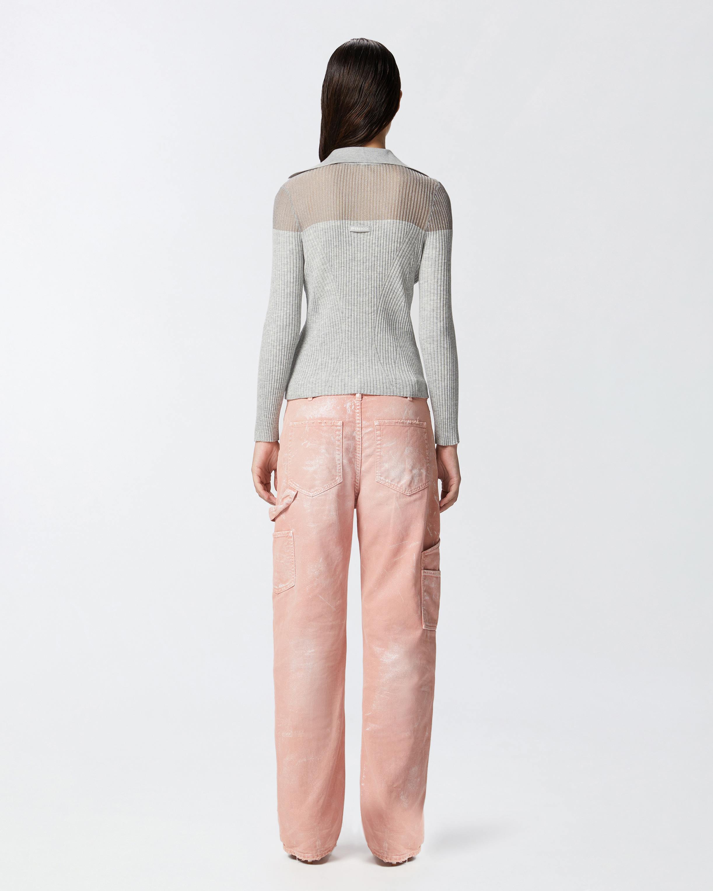 Long-sleeved ribbed polo sweater PINKO → Shop Online