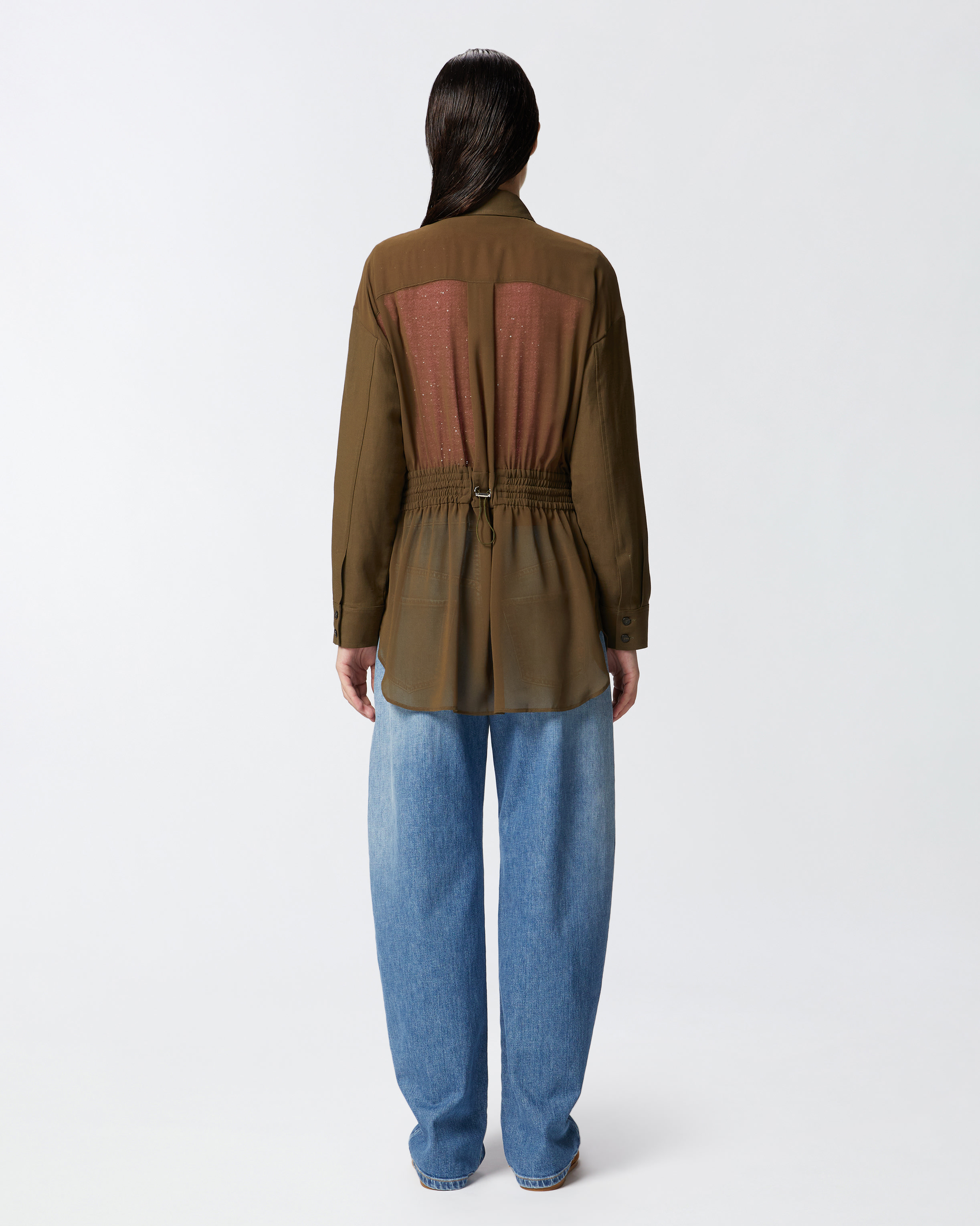 Pinko Lightweight Shacket With Pockets In Green Old England