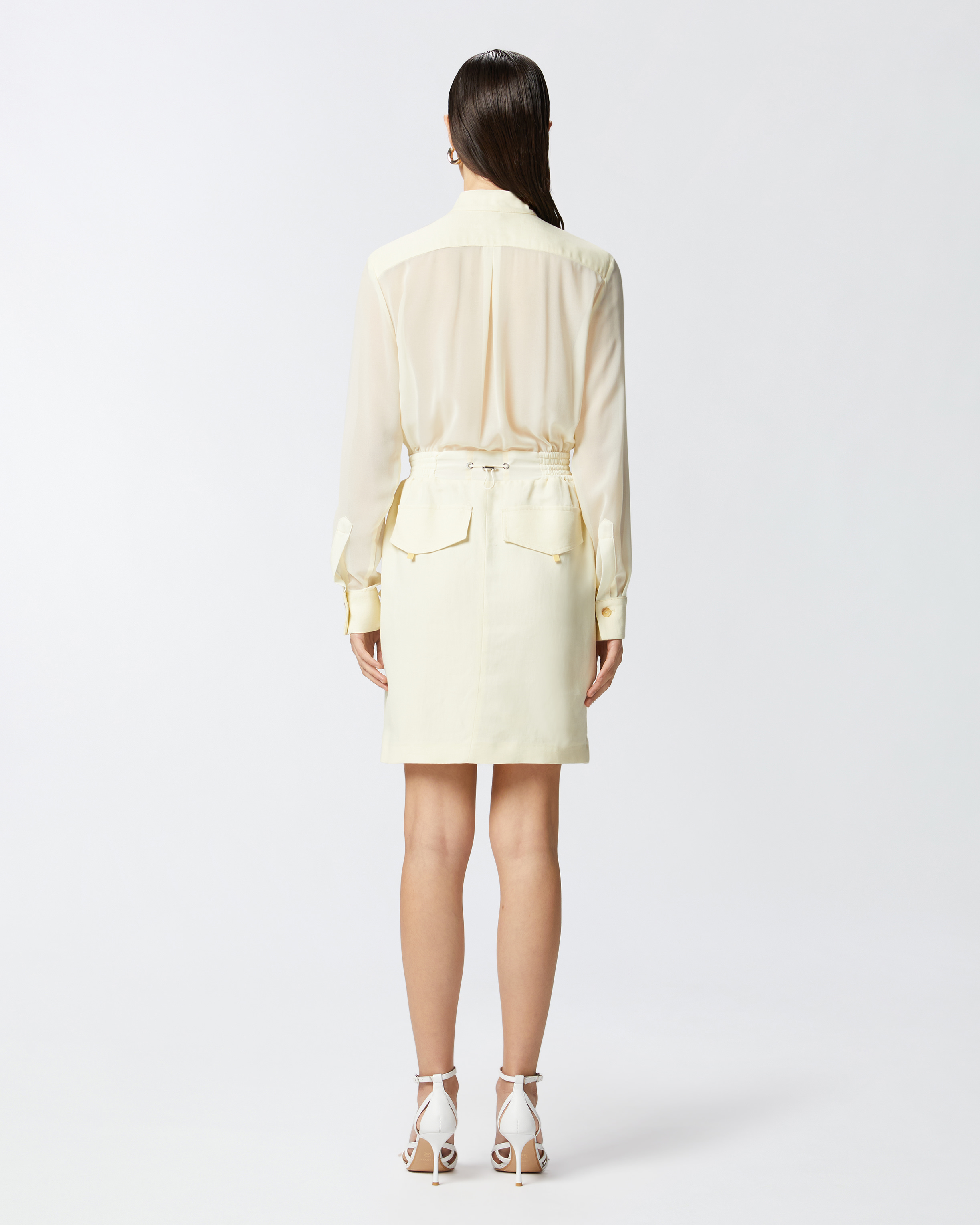 Pinko Button-up Midi Dress With Drawstring Waist In Rose Rutabaga