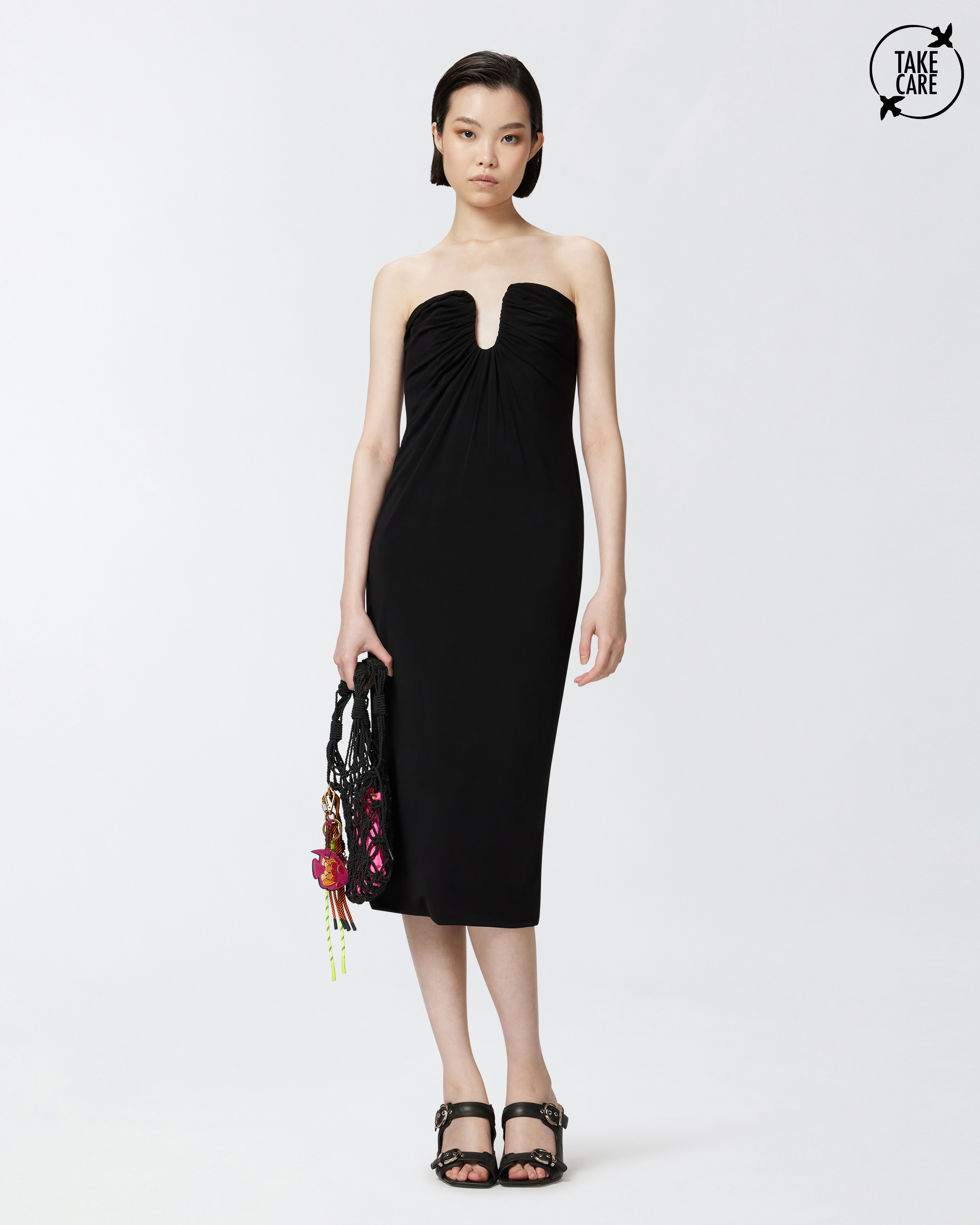 Abito midi da sera con scollo sagomato - Nero - large | Pinko 