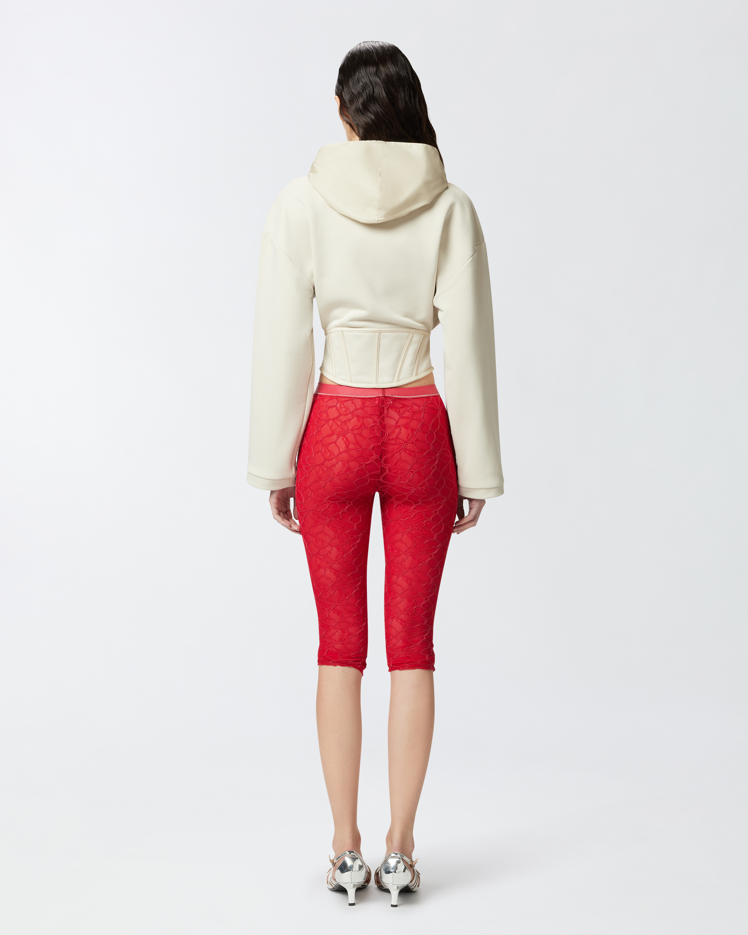 Pinko Bustier Sweatshirt With Hood And Zip In Blanc Os