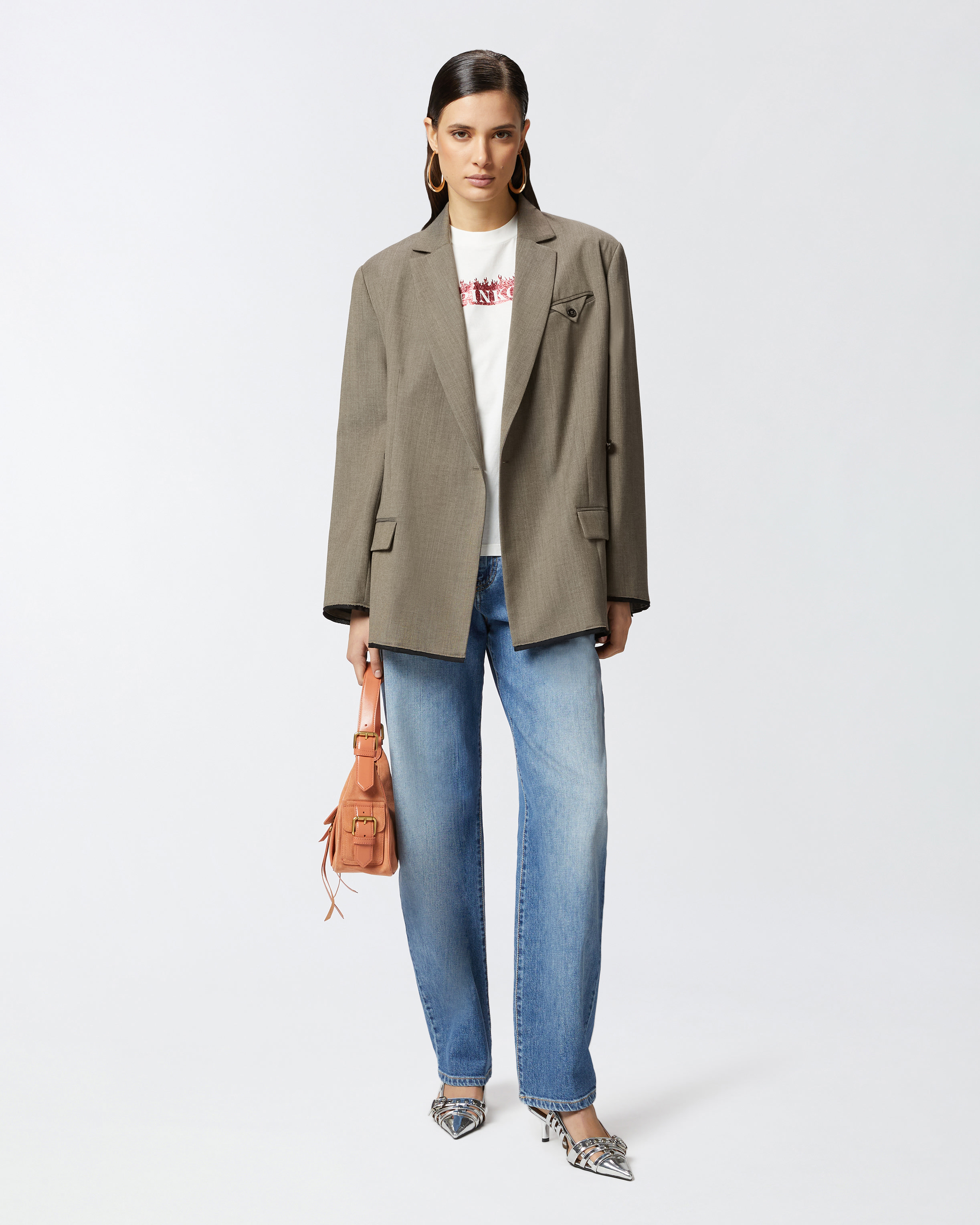 Pinko Flame Logo Print T-shirt In Snow White