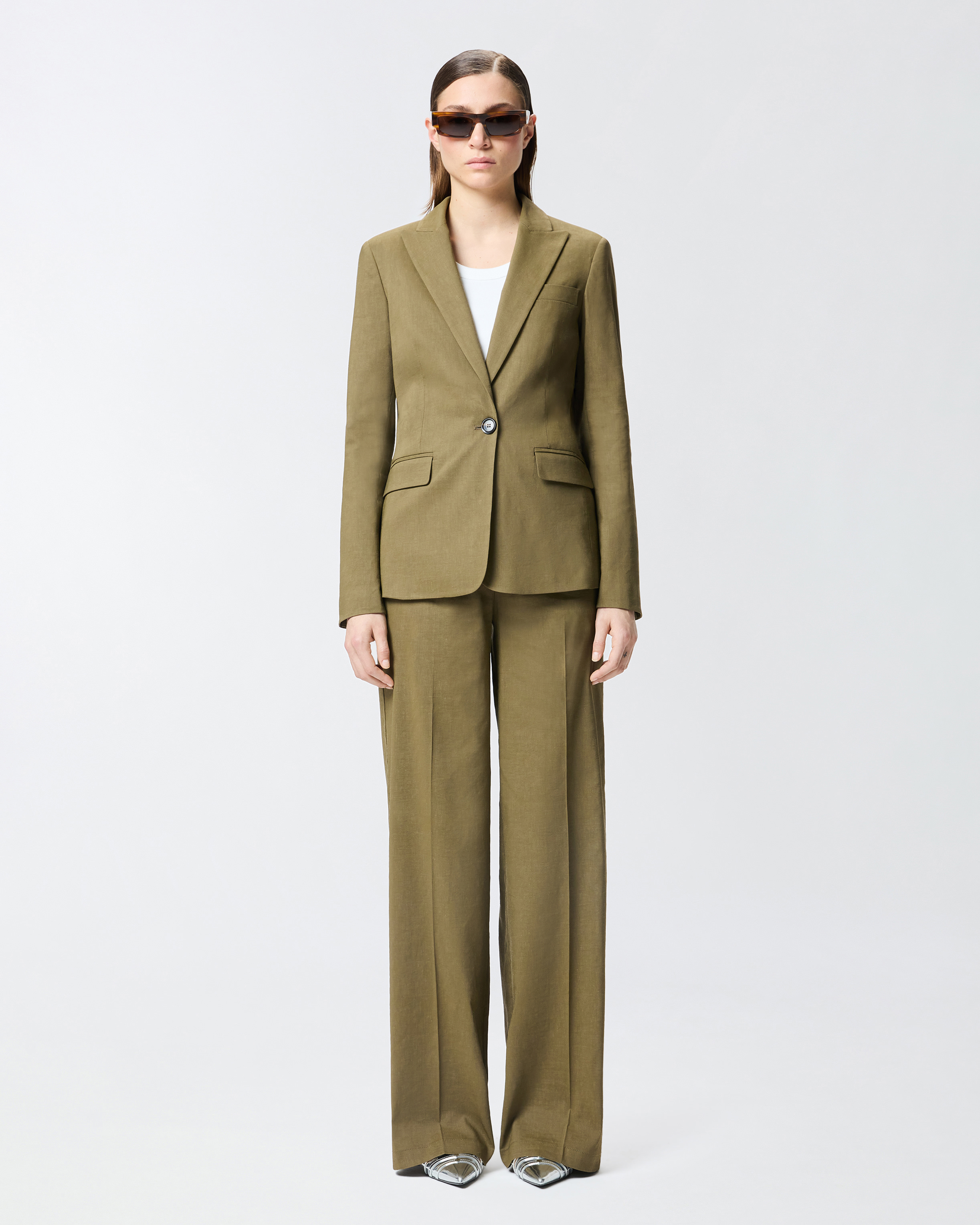 アウターその他 PINKO Woman Blazer Brown 104181A2QJ L08 PINKO notched-lapel single-breasted Blazer | Brown | FARFETCH