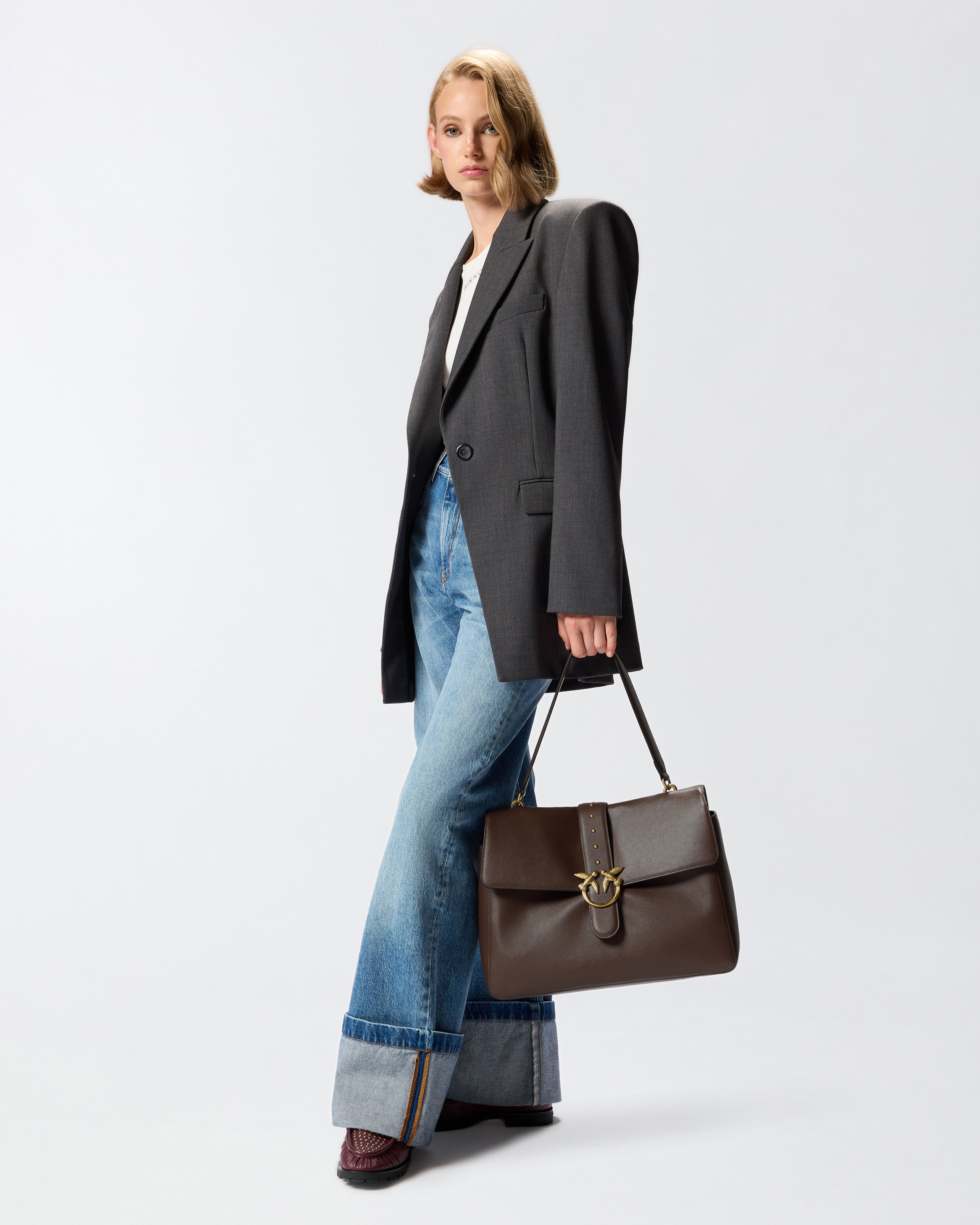 Pinko Leather Maxi Love Bag Slouchy Shoulder Bag