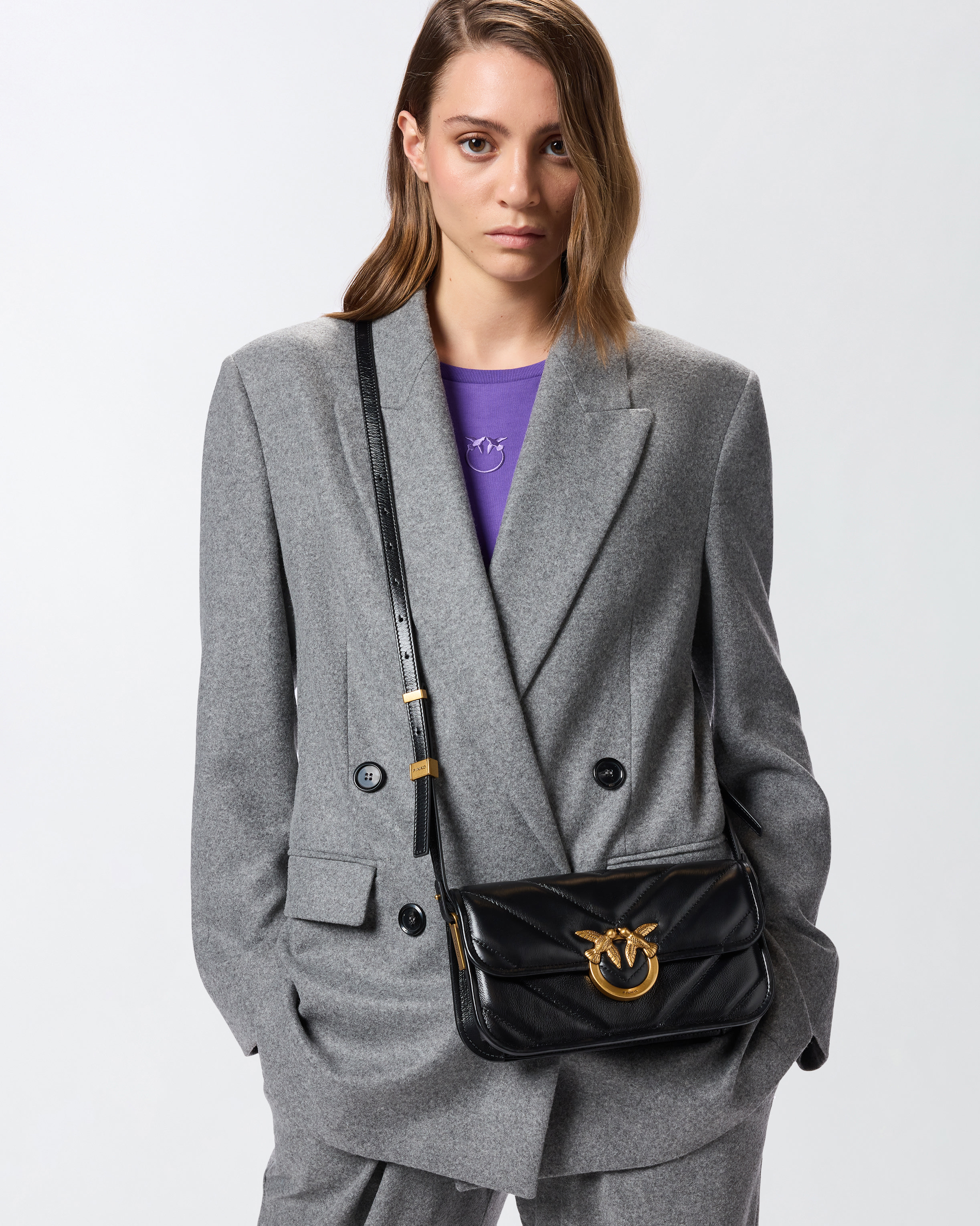 Pinko Baguette Model Shoulder Bag In Black