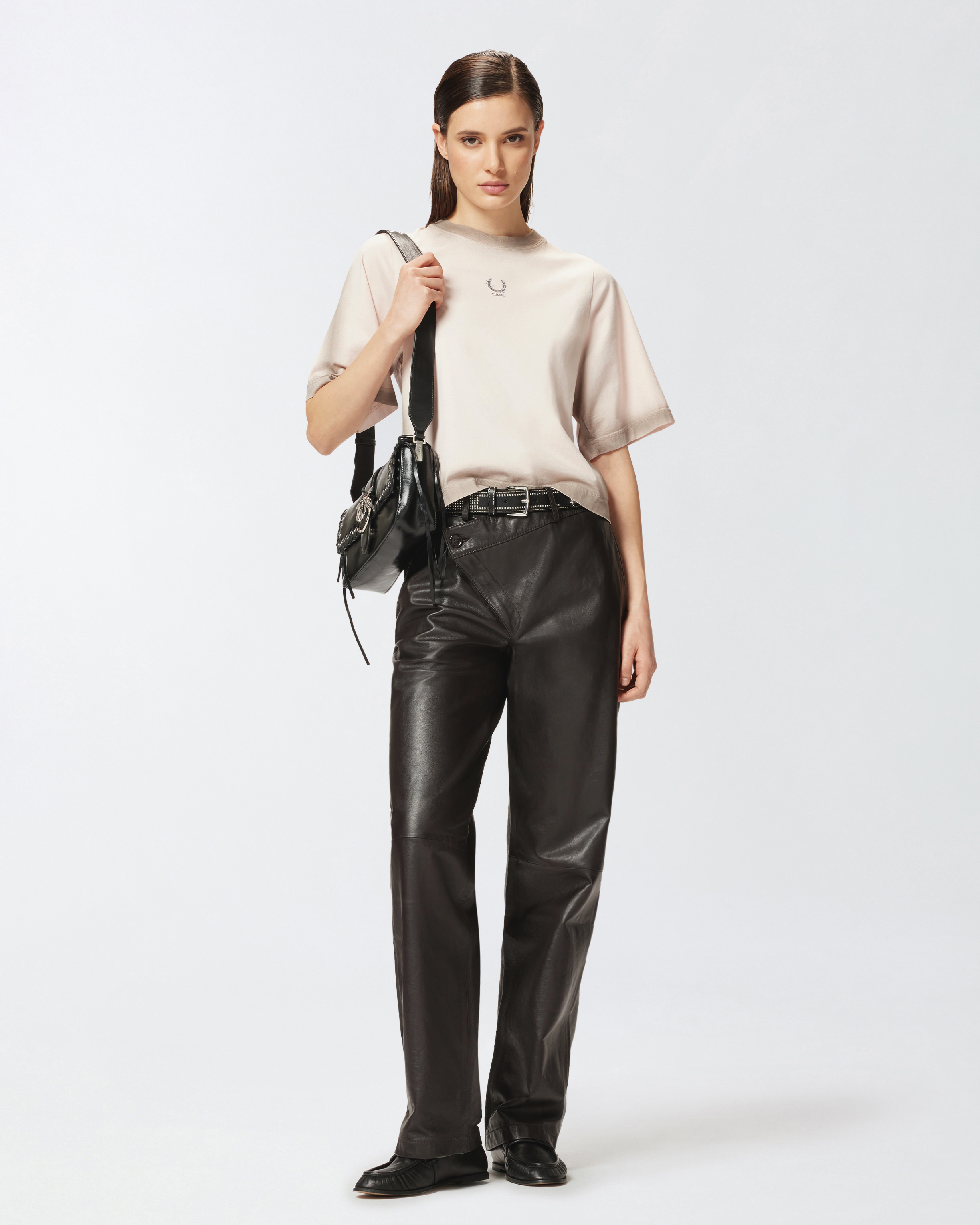 Pinko Reimagine By  X Patrick Mcdowell Wide T-shirt With Horseshoe In Rosa/nudo