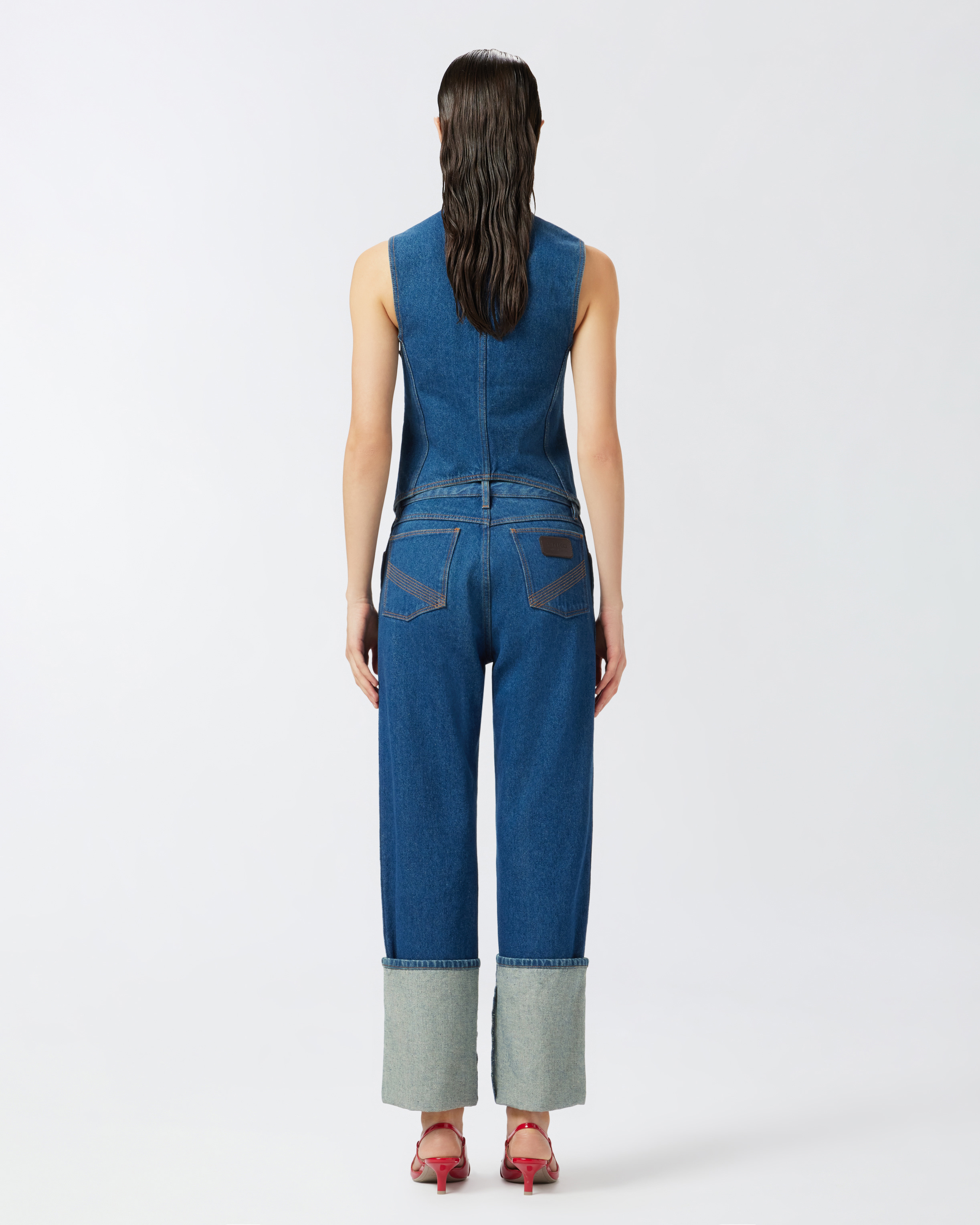 Pinko Turn-up Straight Jeans In Rinse Wash