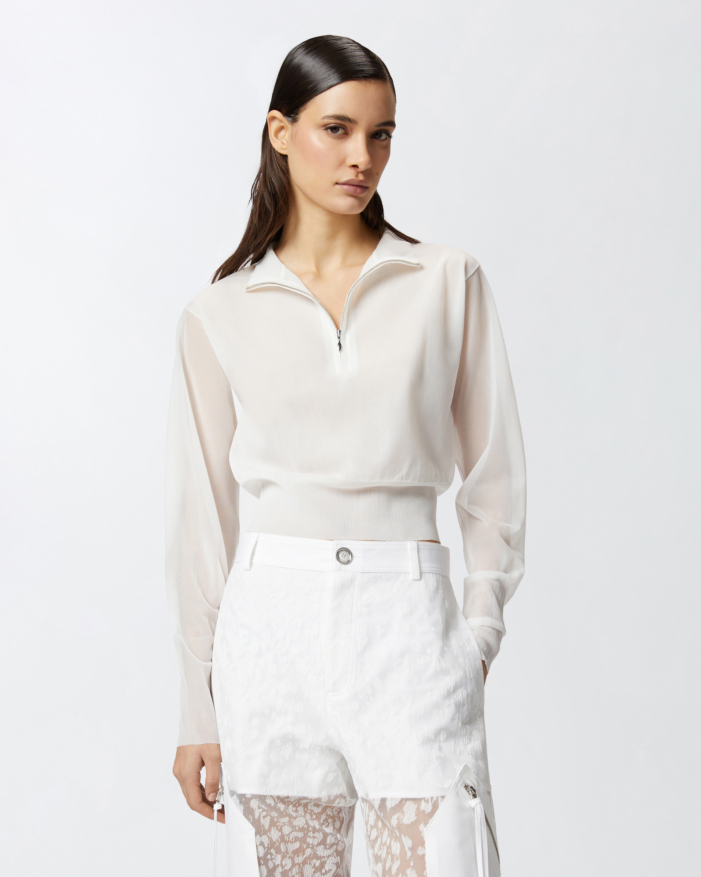Pinko Half-zip Top In Bright White