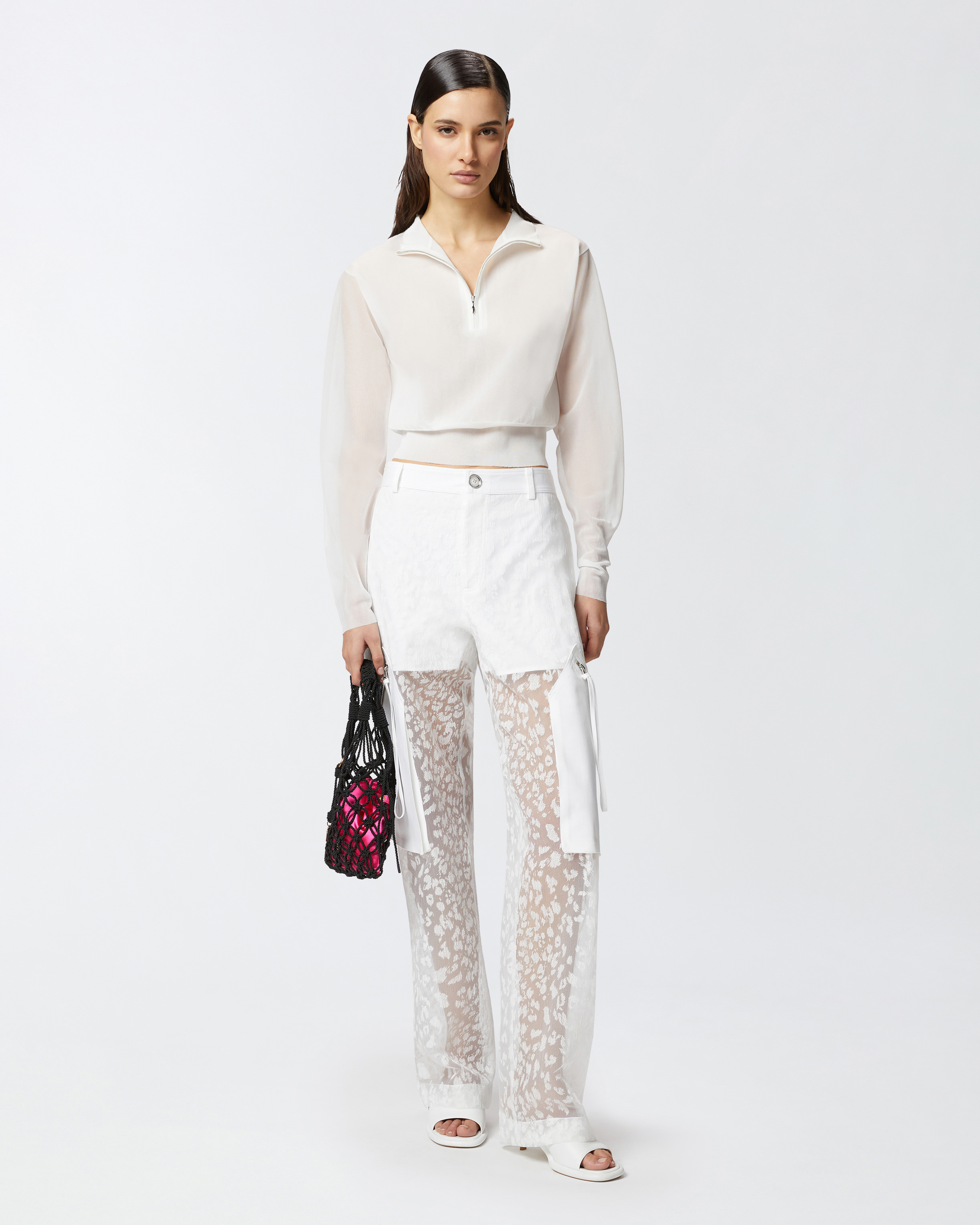 Pinko Half-zip Top In Bright White