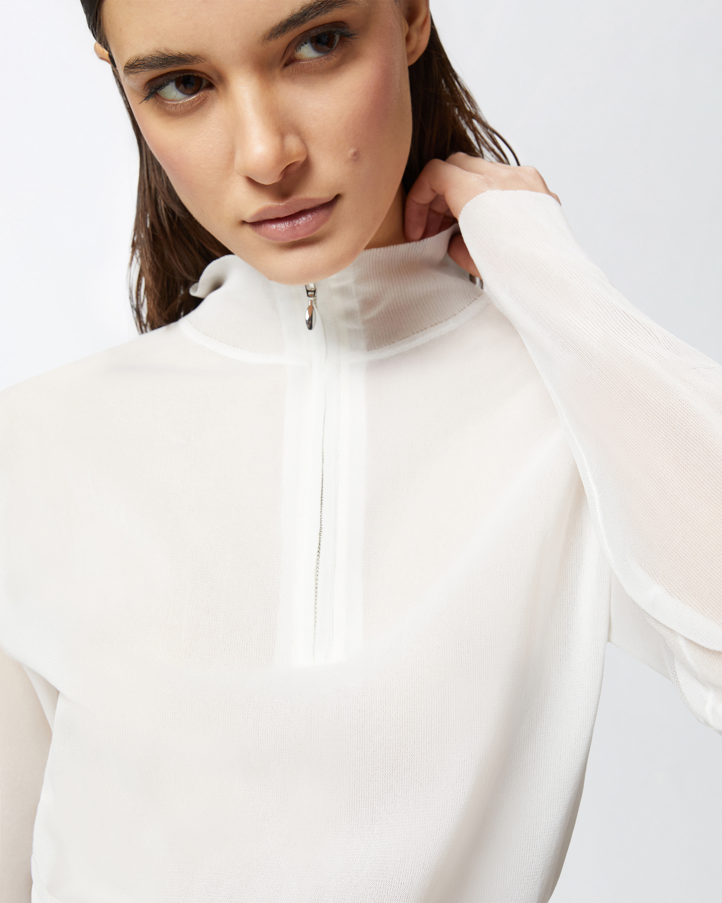 Pinko Half-zip Top In Bright White