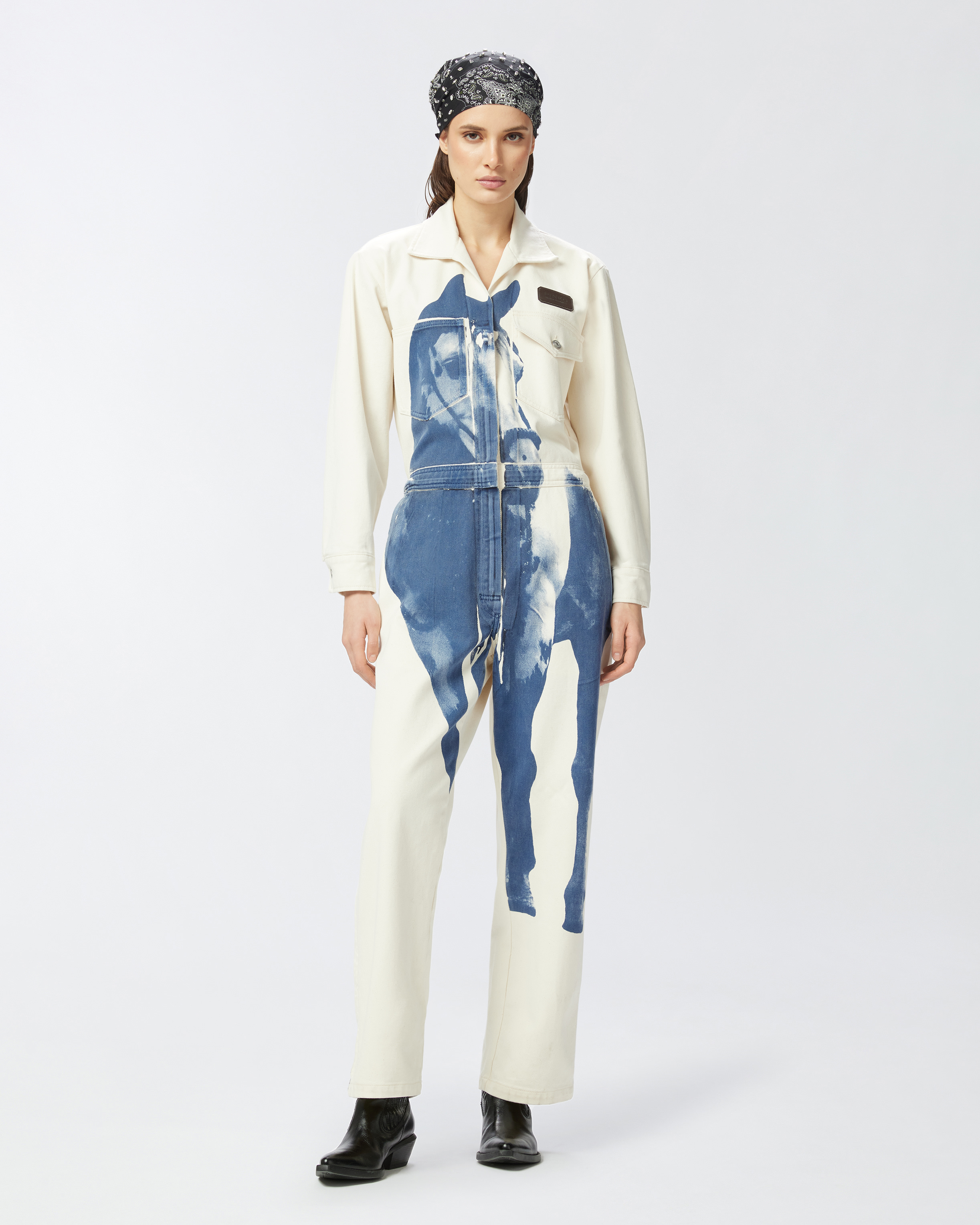 Pinko Reimagine By  X Patrick Mcdowell Workwear Jumpsuit With Horse Print