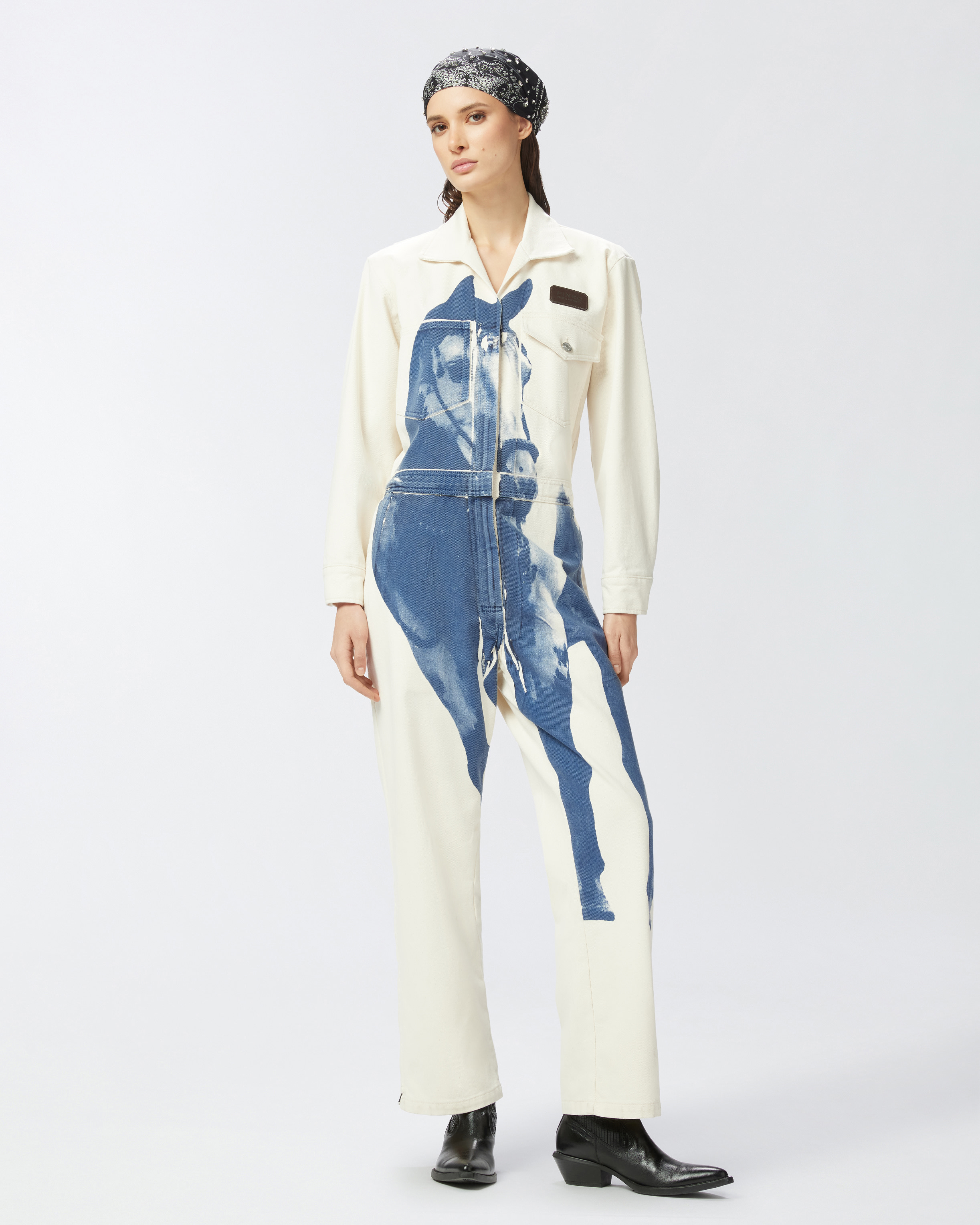 Pinko Reimagine By  X Patrick Mcdowell Workwear Jumpsuit With Horse Print