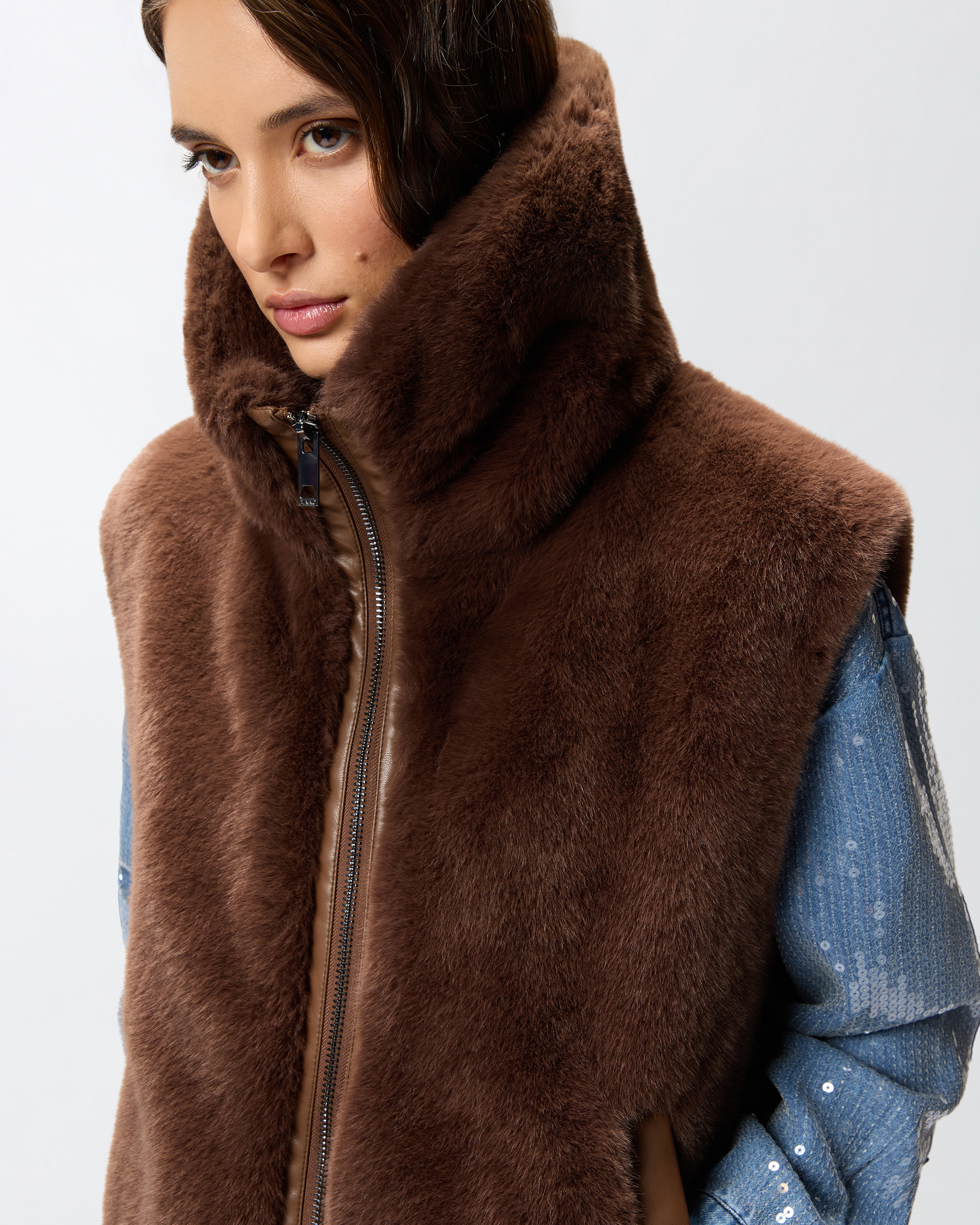 Gilet zippé en fourrure synthétique 3