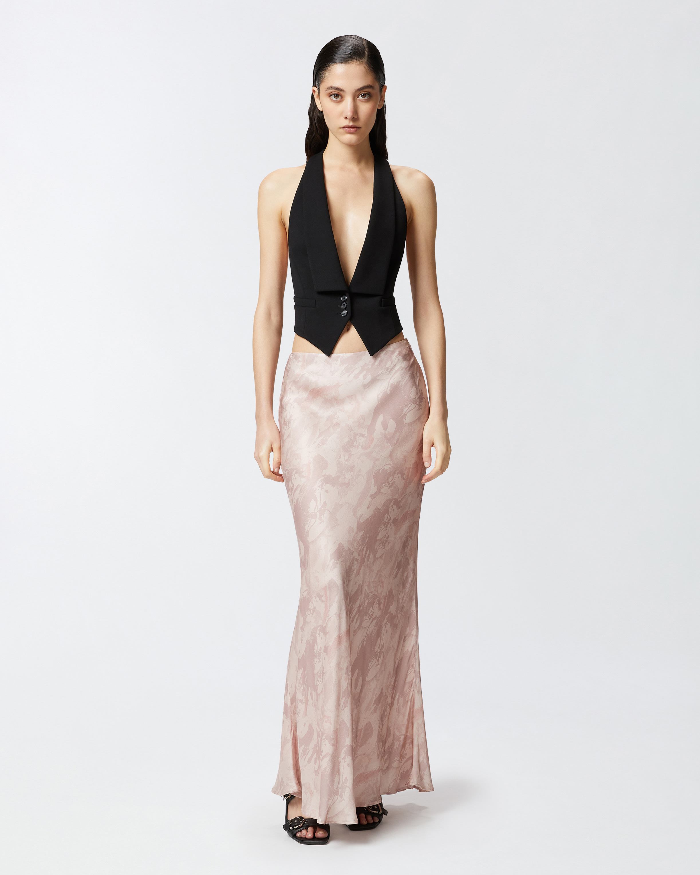 Pinko Rear-tied Vest In Noir Limousine