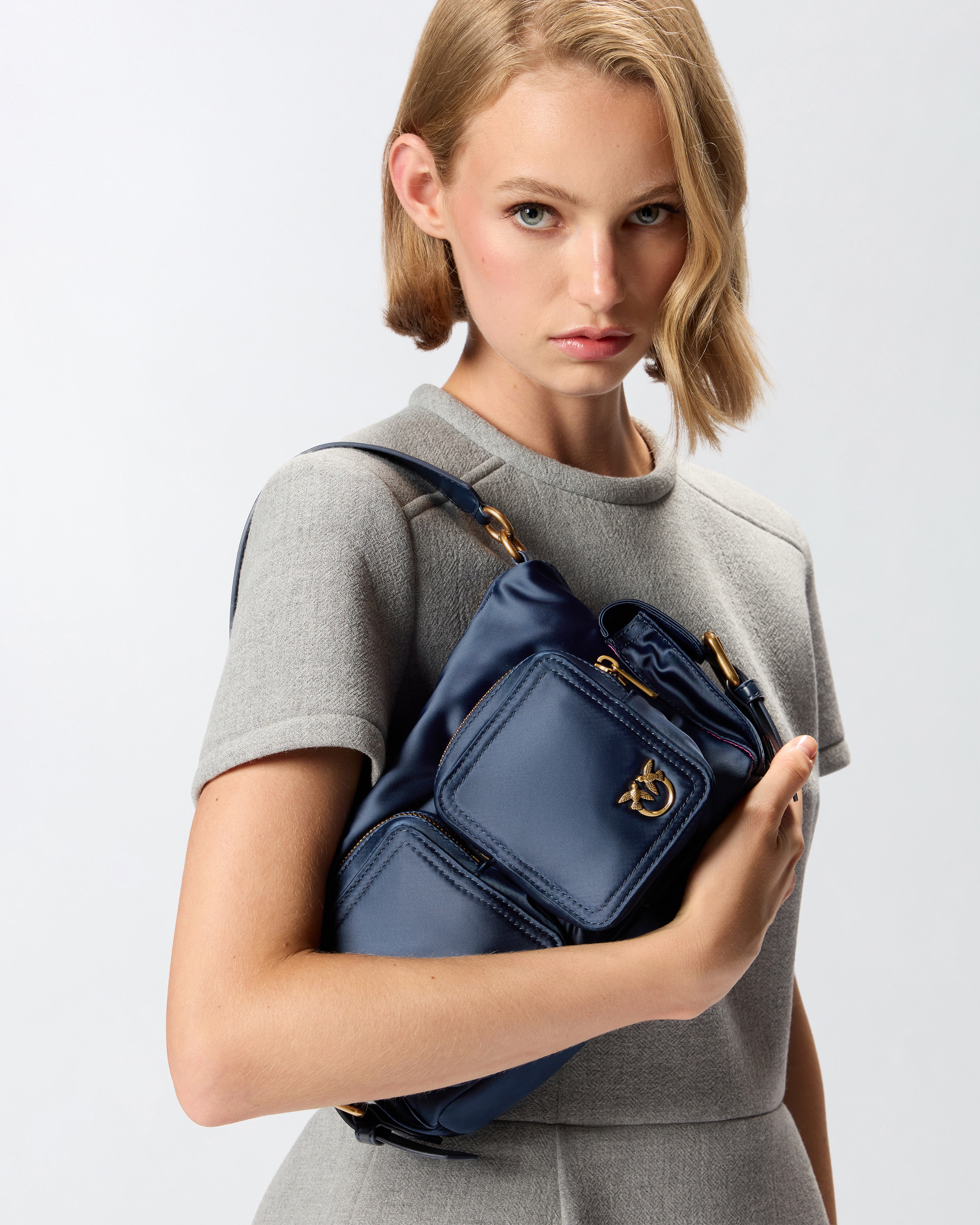 Medium satin camera bag with Love Birds logo 6