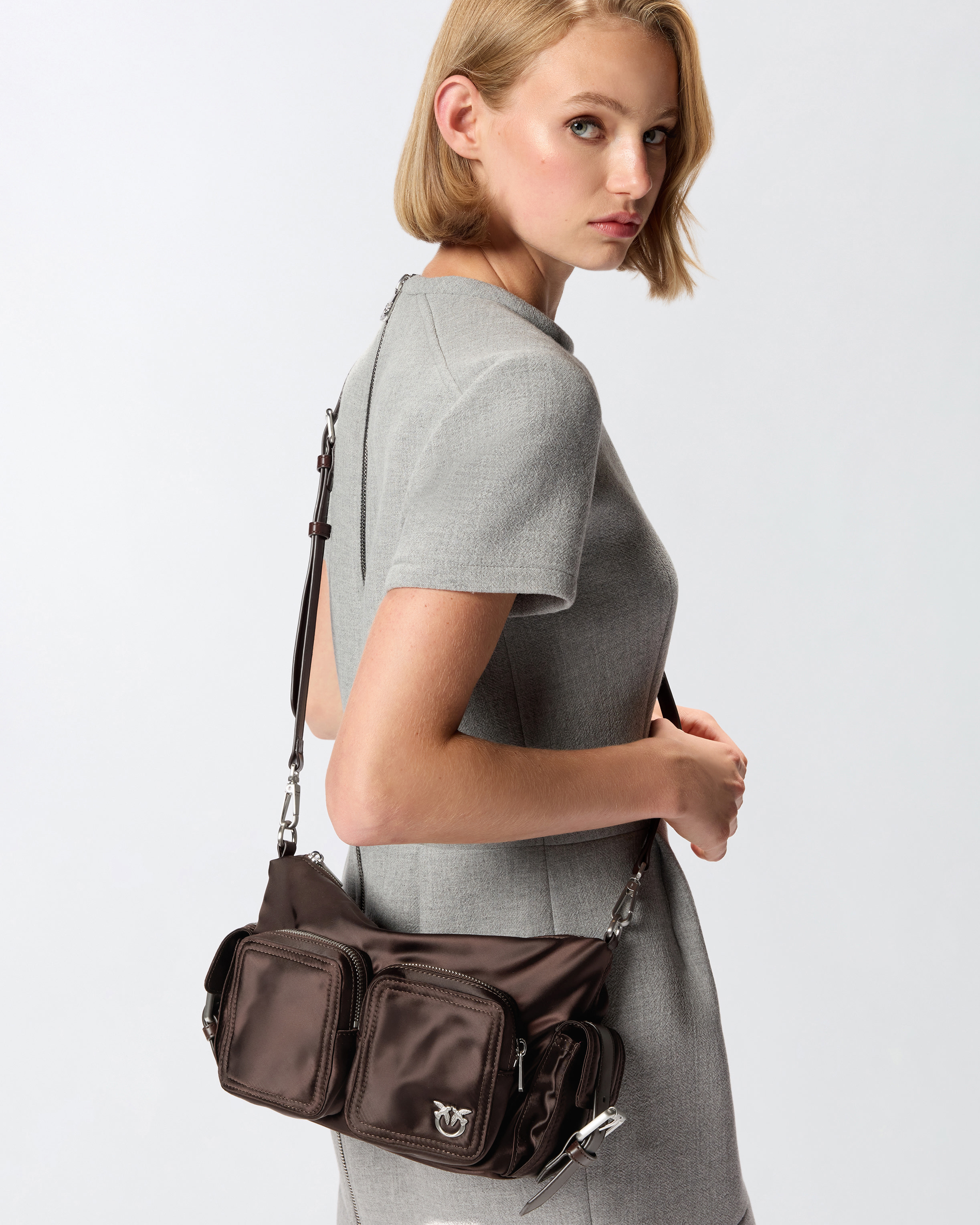 Medium satin camera bag with Love Birds logo 5