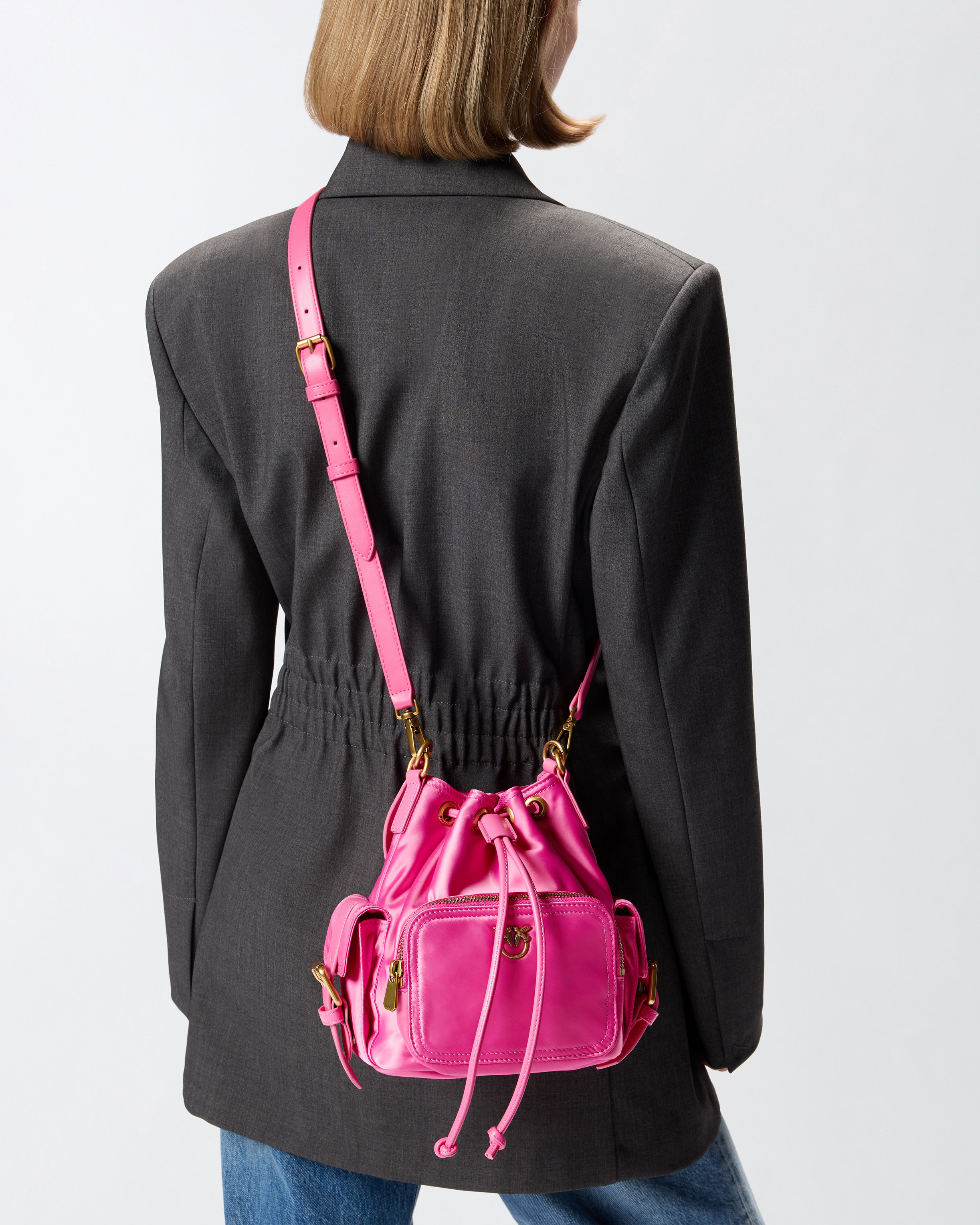 Small satin bucket bag - Pink - large