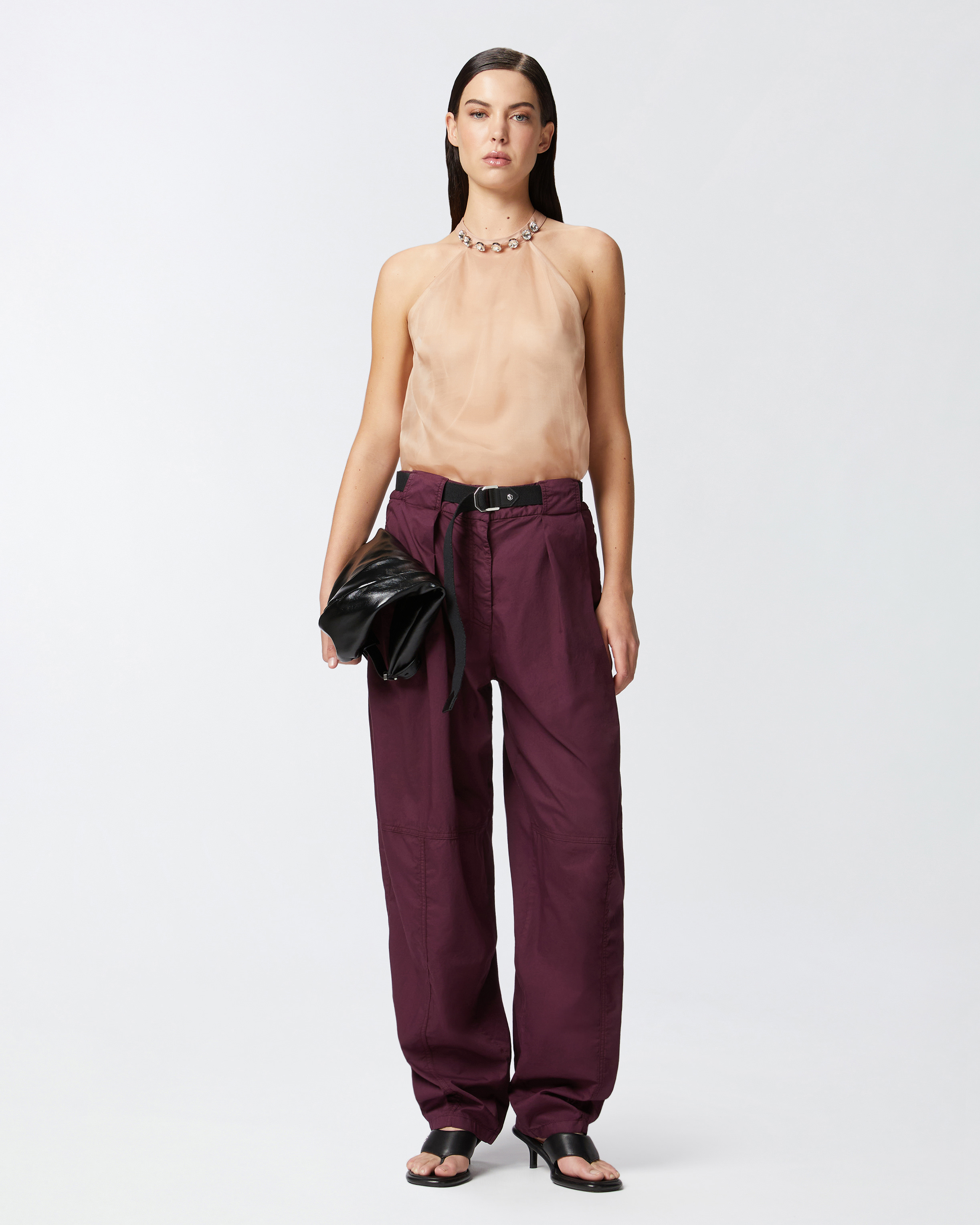 Pinko Wide Cotton Trousers With Belt