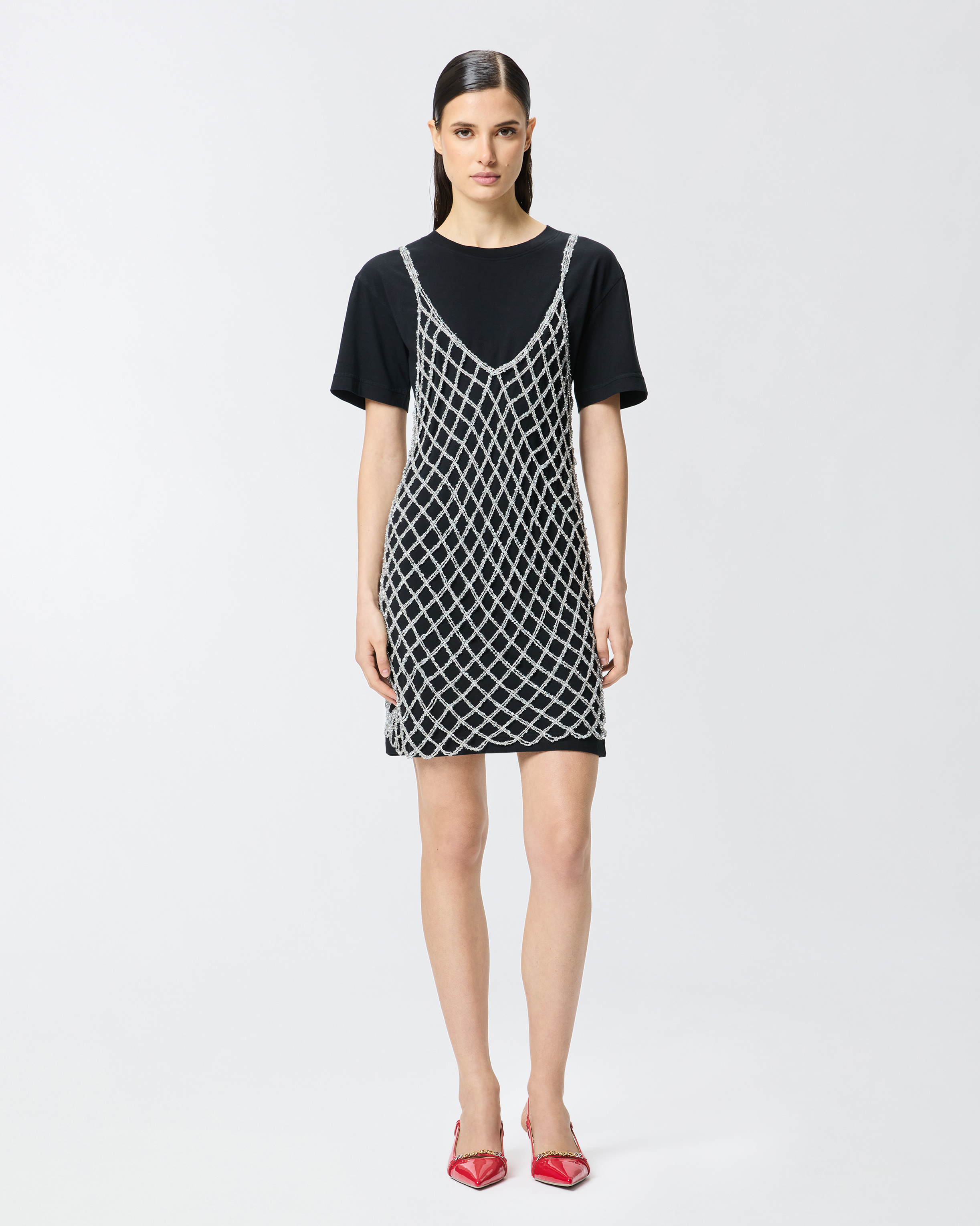 Mini T-shirt dress with sequinned slip PINKO → Shop Online