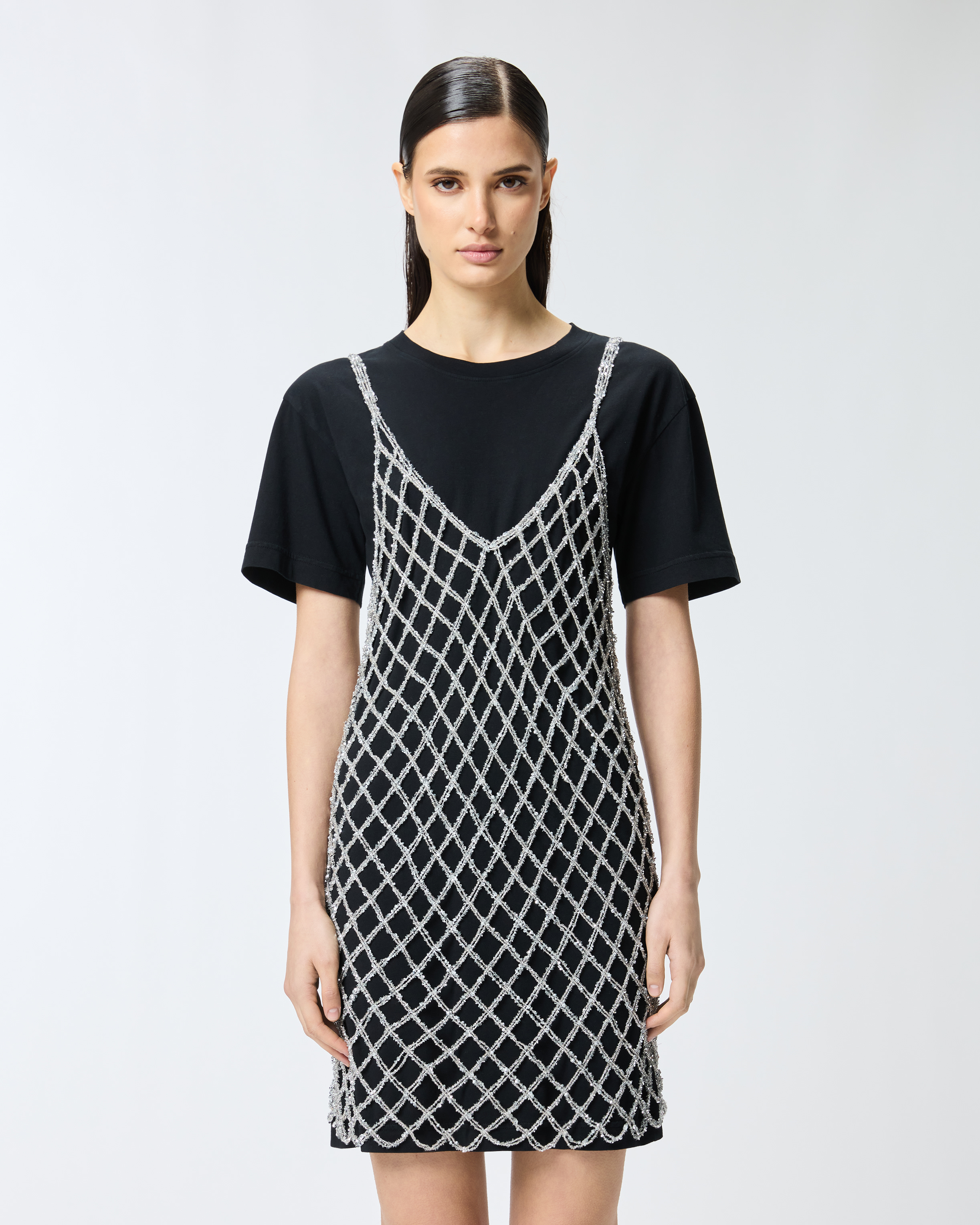 Mini T-shirt dress with sequinned slip PINKO → Shop Online