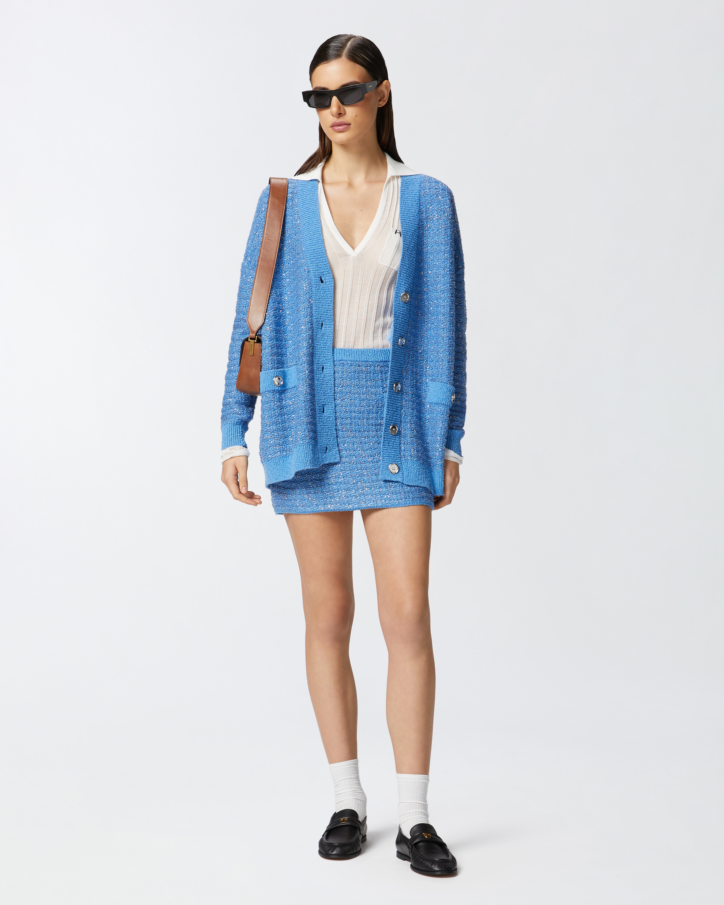 Pinko Crepe Transparent Ribbed Texture Long Sleeves In Bianco-biancaneve