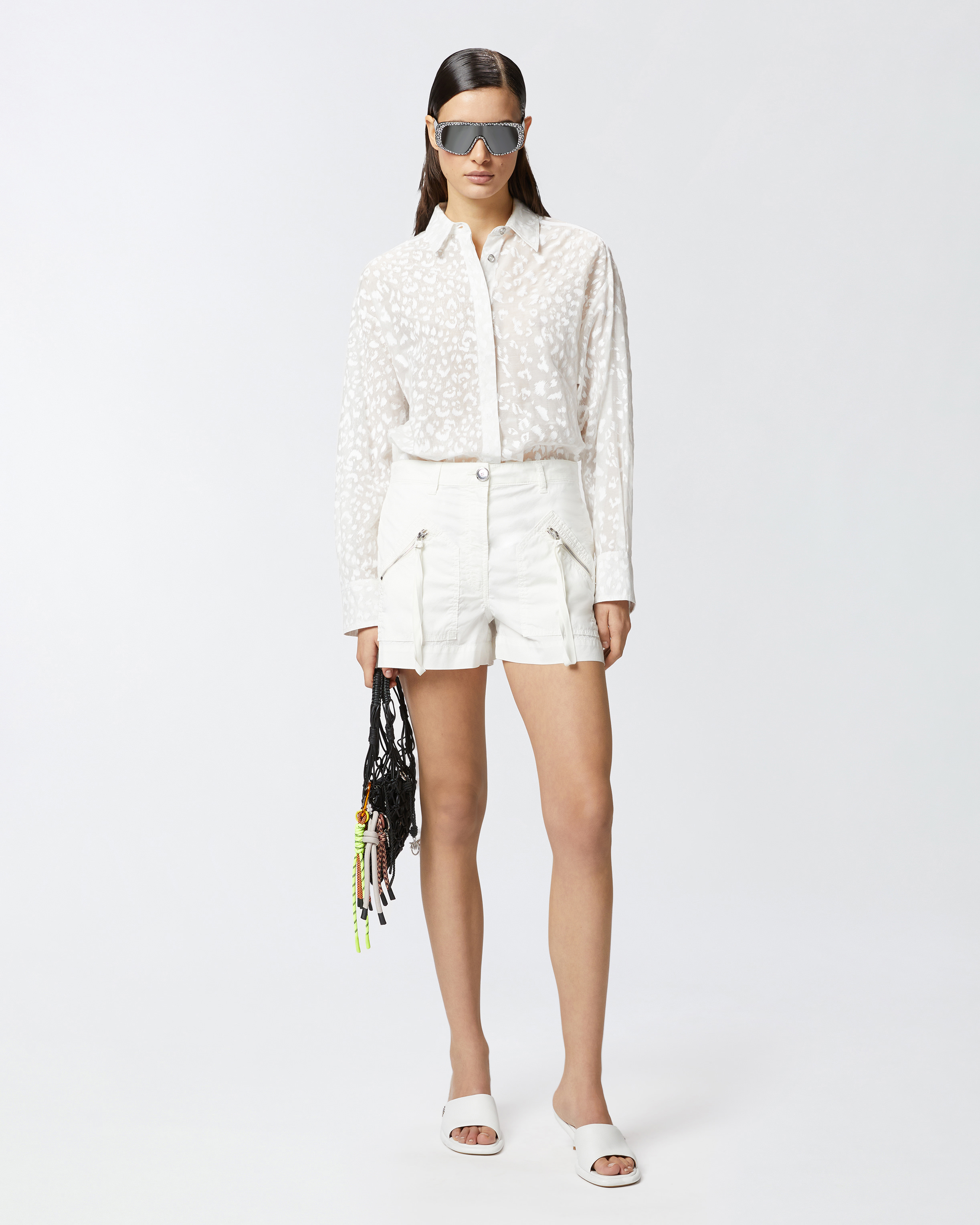 Pinko Cotton Shorts With Pockets And Zip In White