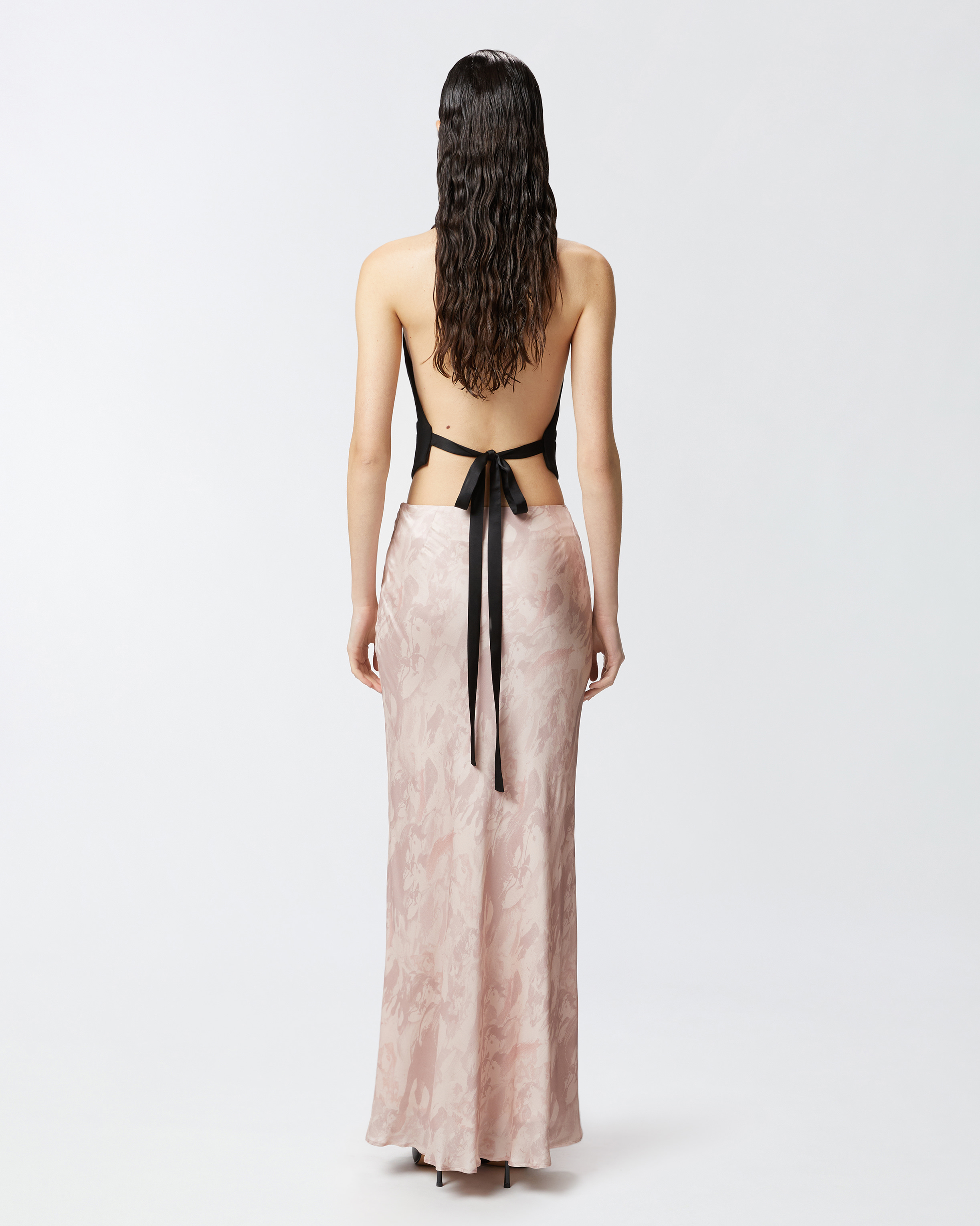 Pinko 'hokkano' Pink Long Skirt In Pink/nude