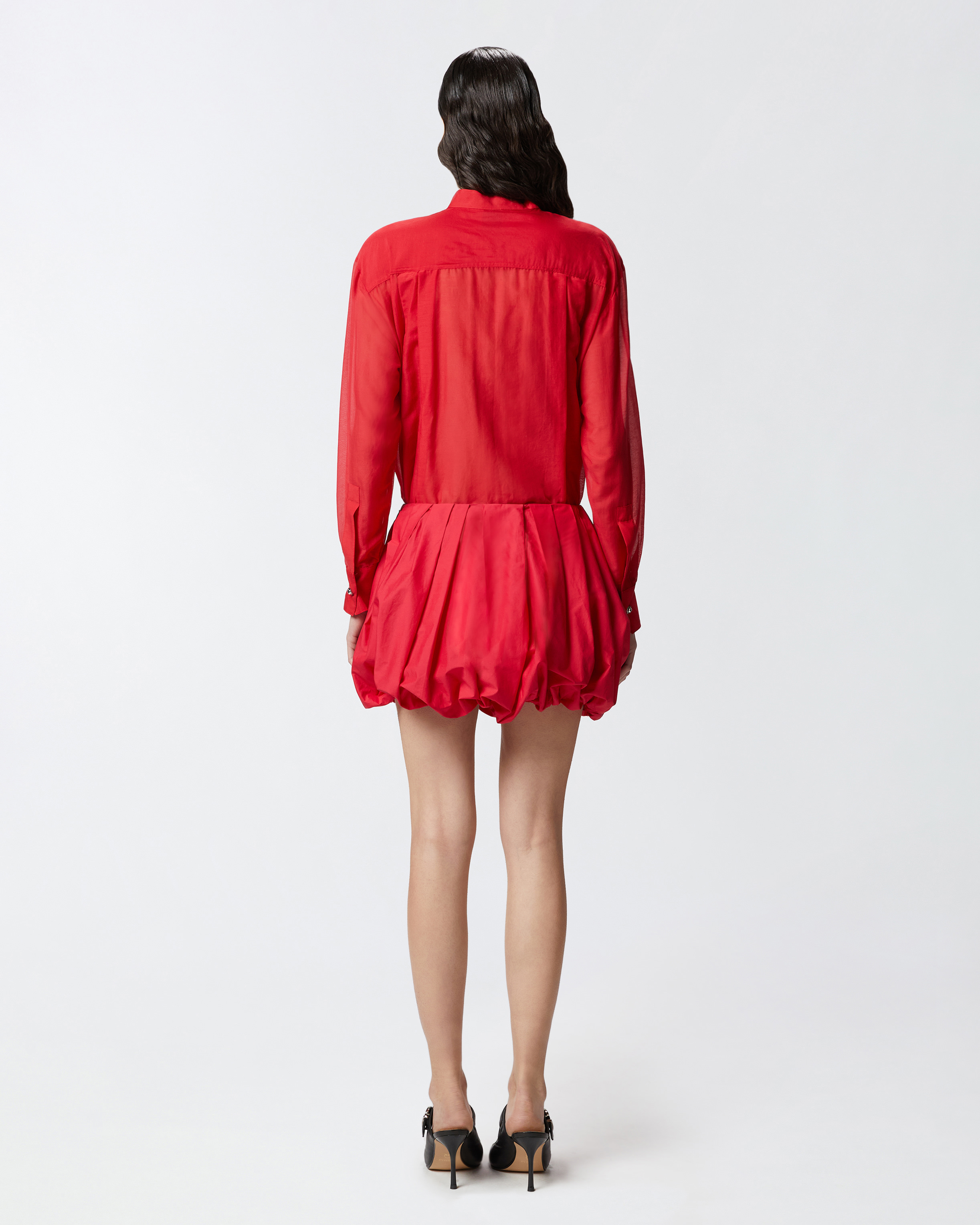 Pinko Mini-jupe Boule Plissée En Popeline In Salsa Red