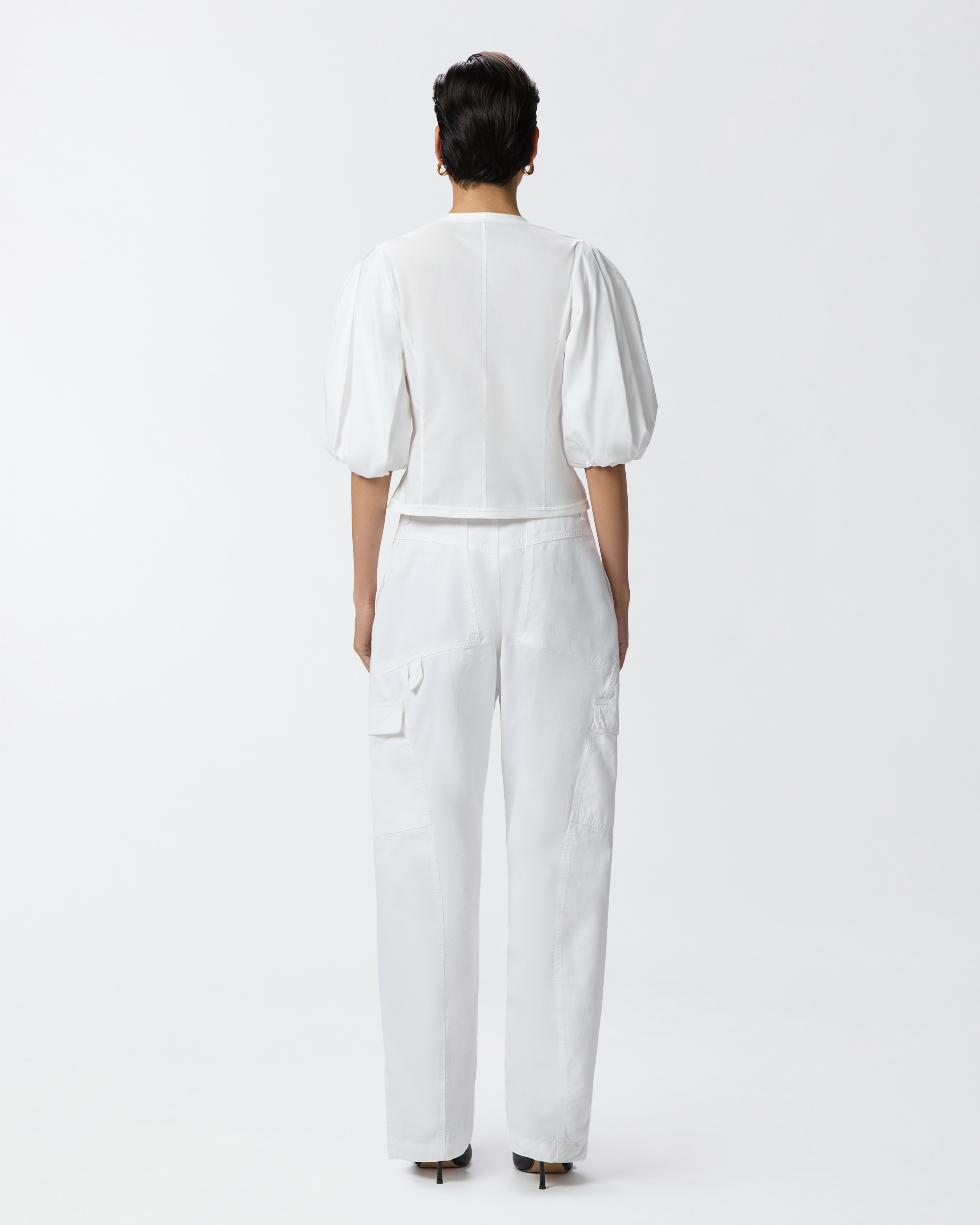 Pinko Cotton Blouse With Metal Buckles In Bright White