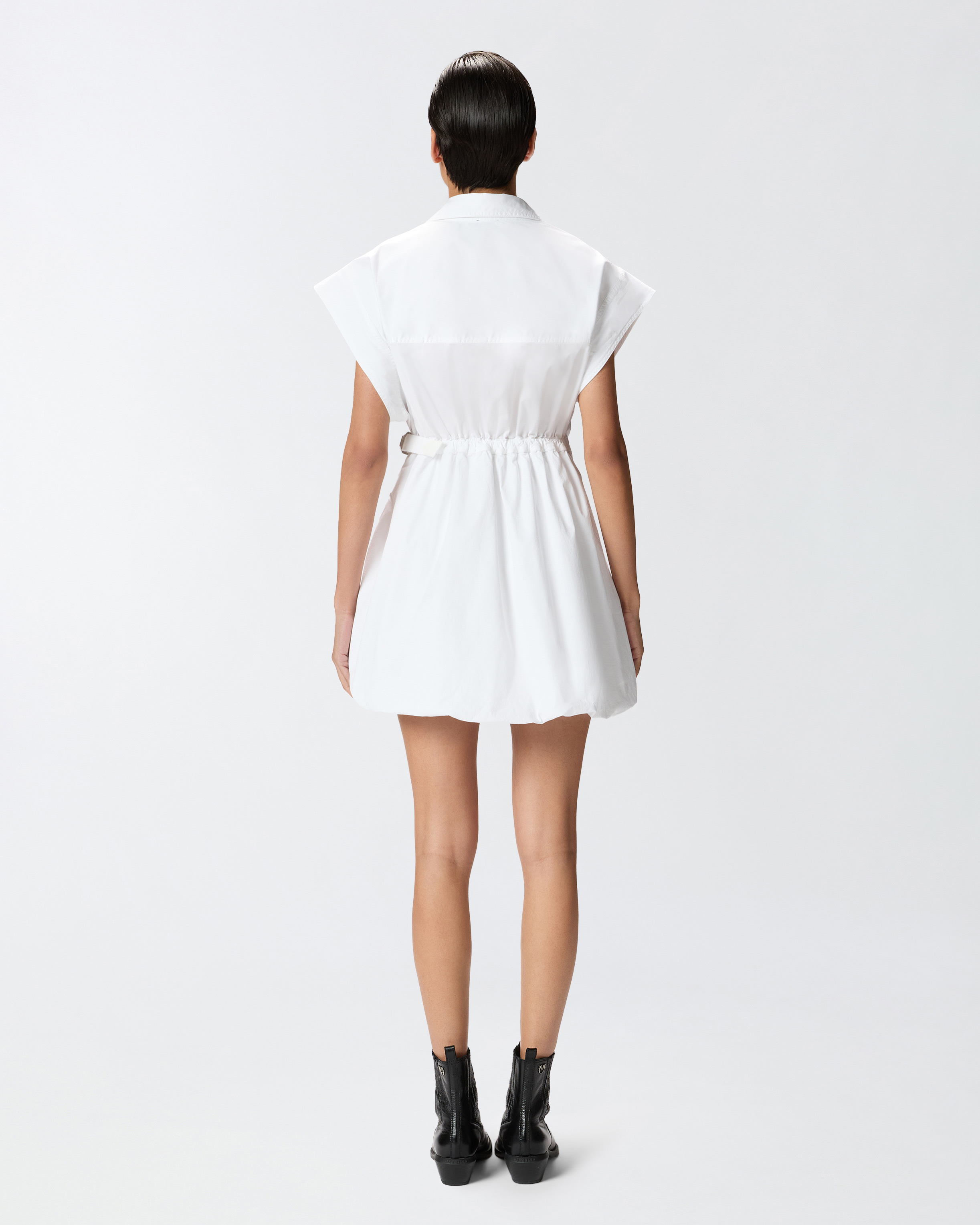 Pinko Short Shirt Dress With Crisscross In White