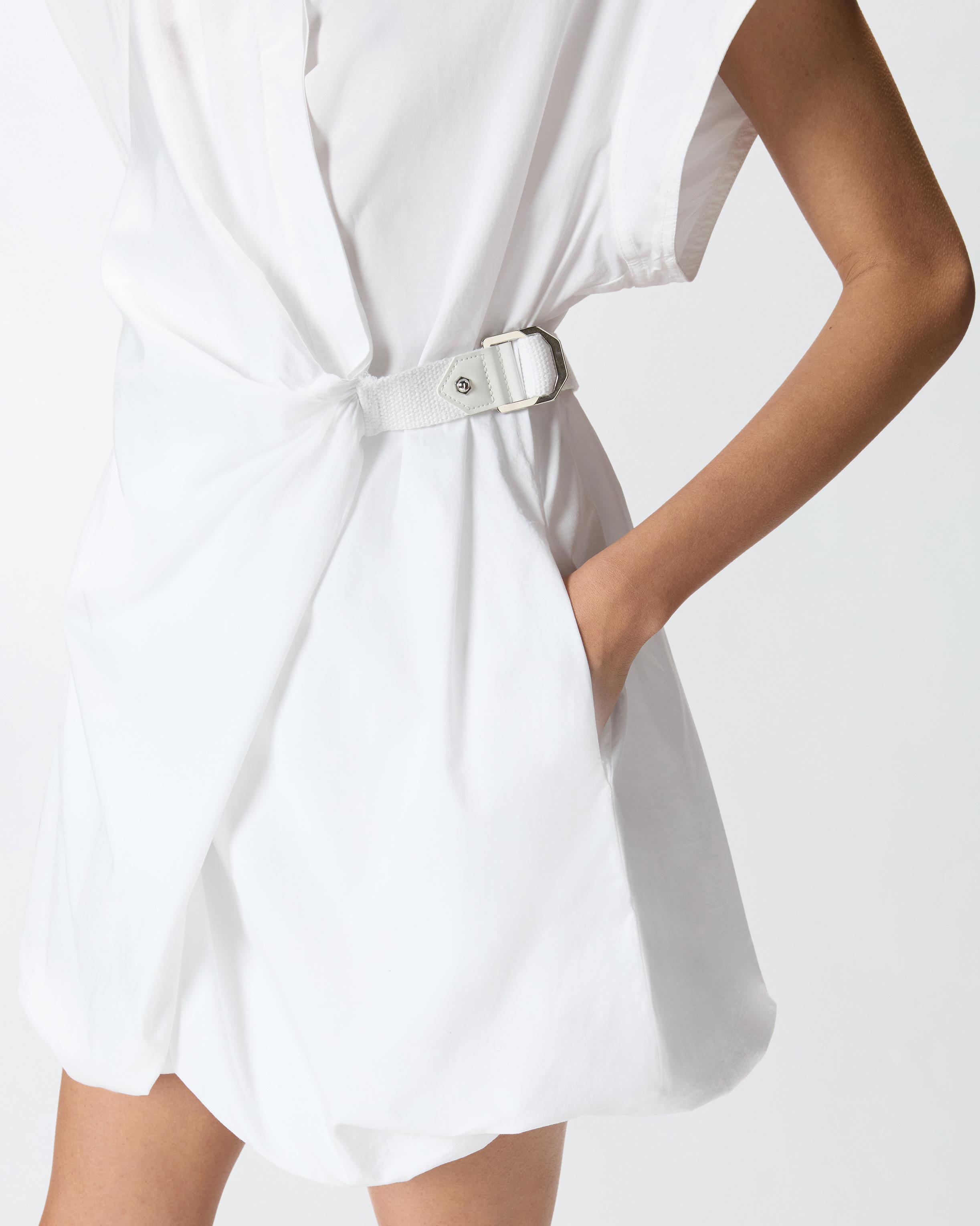 Pinko Short Shirt Dress With Crisscross In White