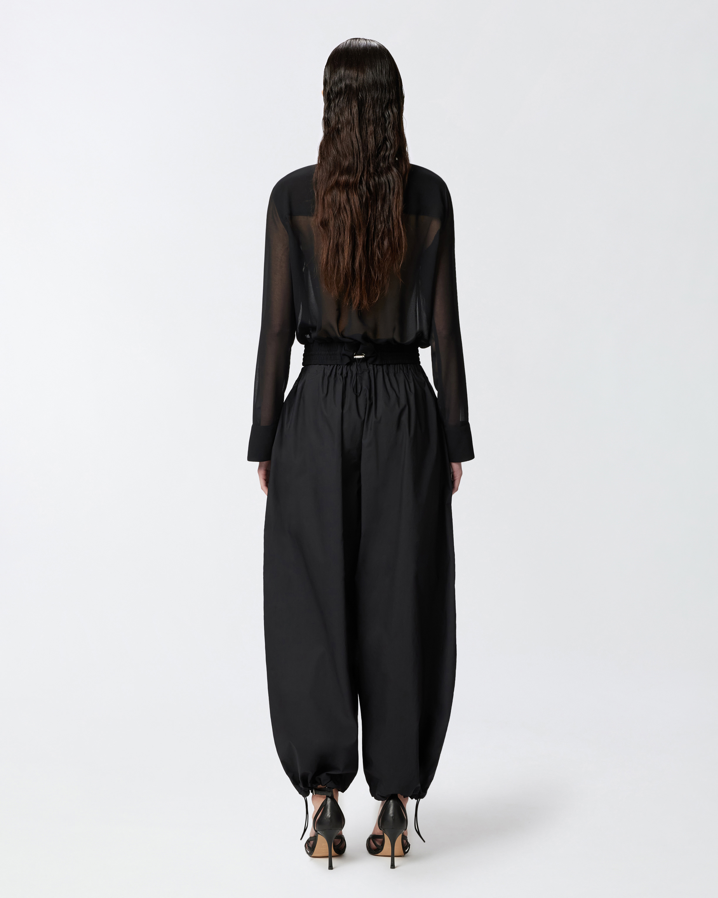 Pinko Lightweight Balloon Pants With Drawstring In Limo Black