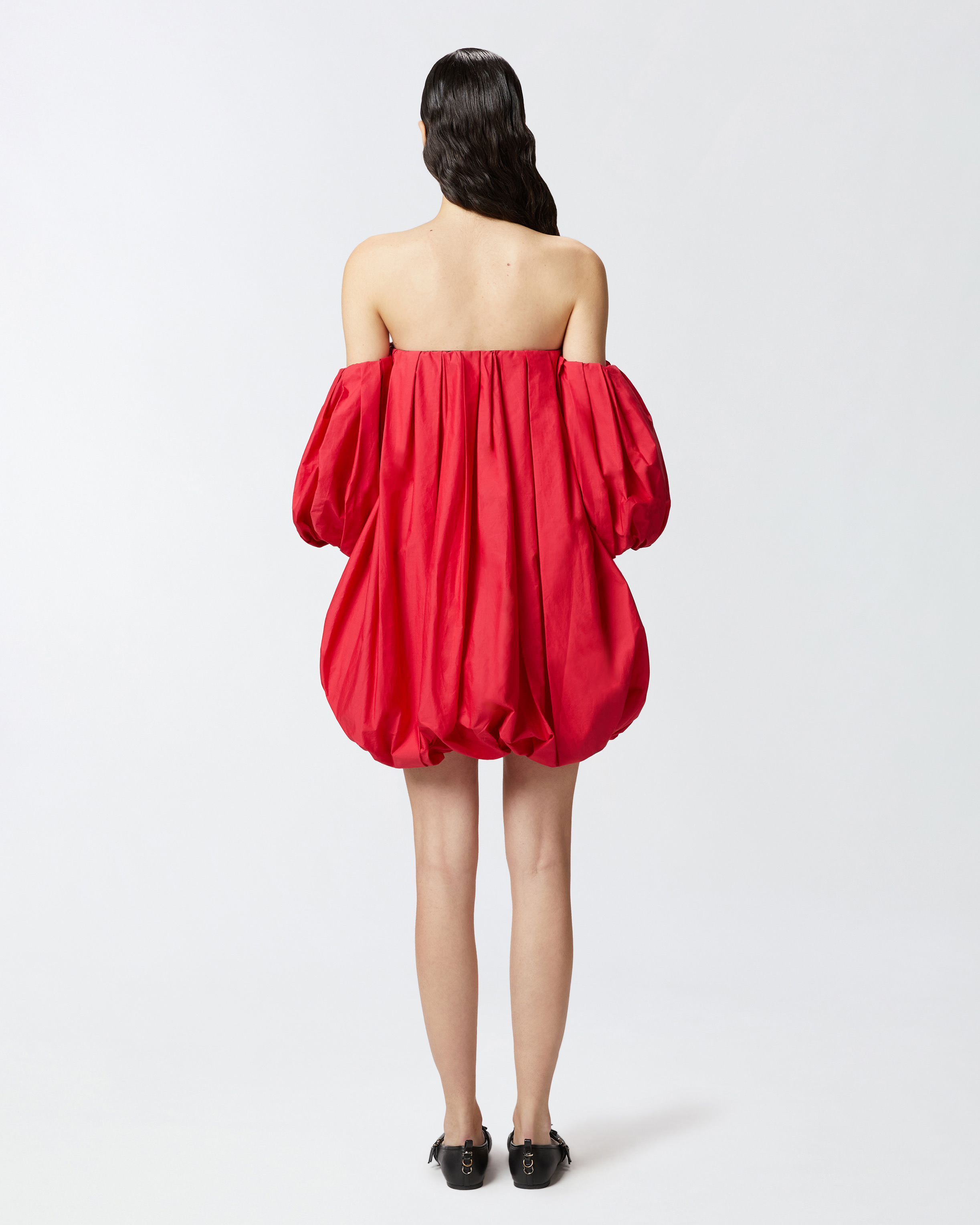 Pinko ‘bert' Red Dress With Exposed Shoulder Design And Removable Sleeves With Button In Salsa Red