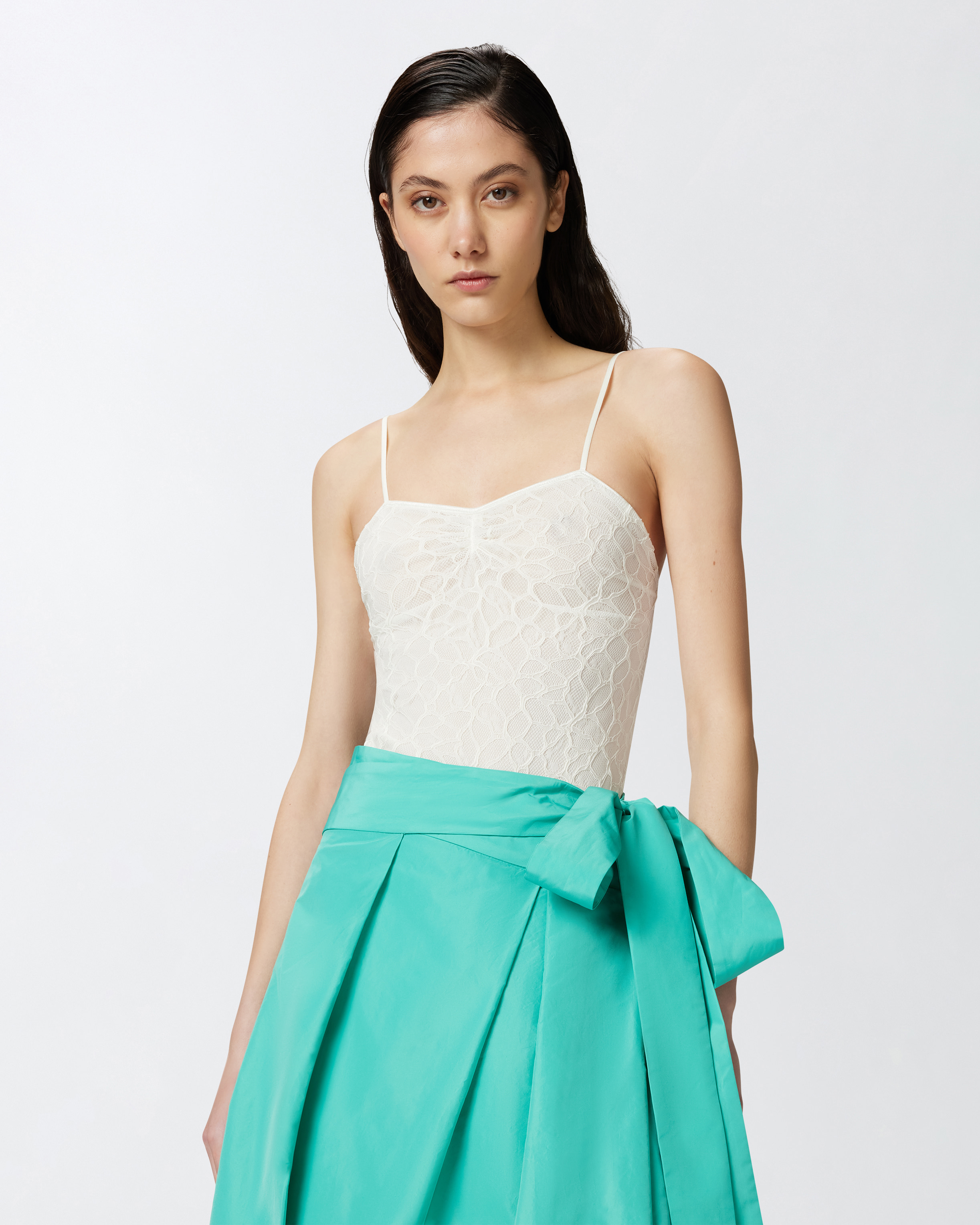 Pinko Spaghetti Strap Bodysuit In White + White