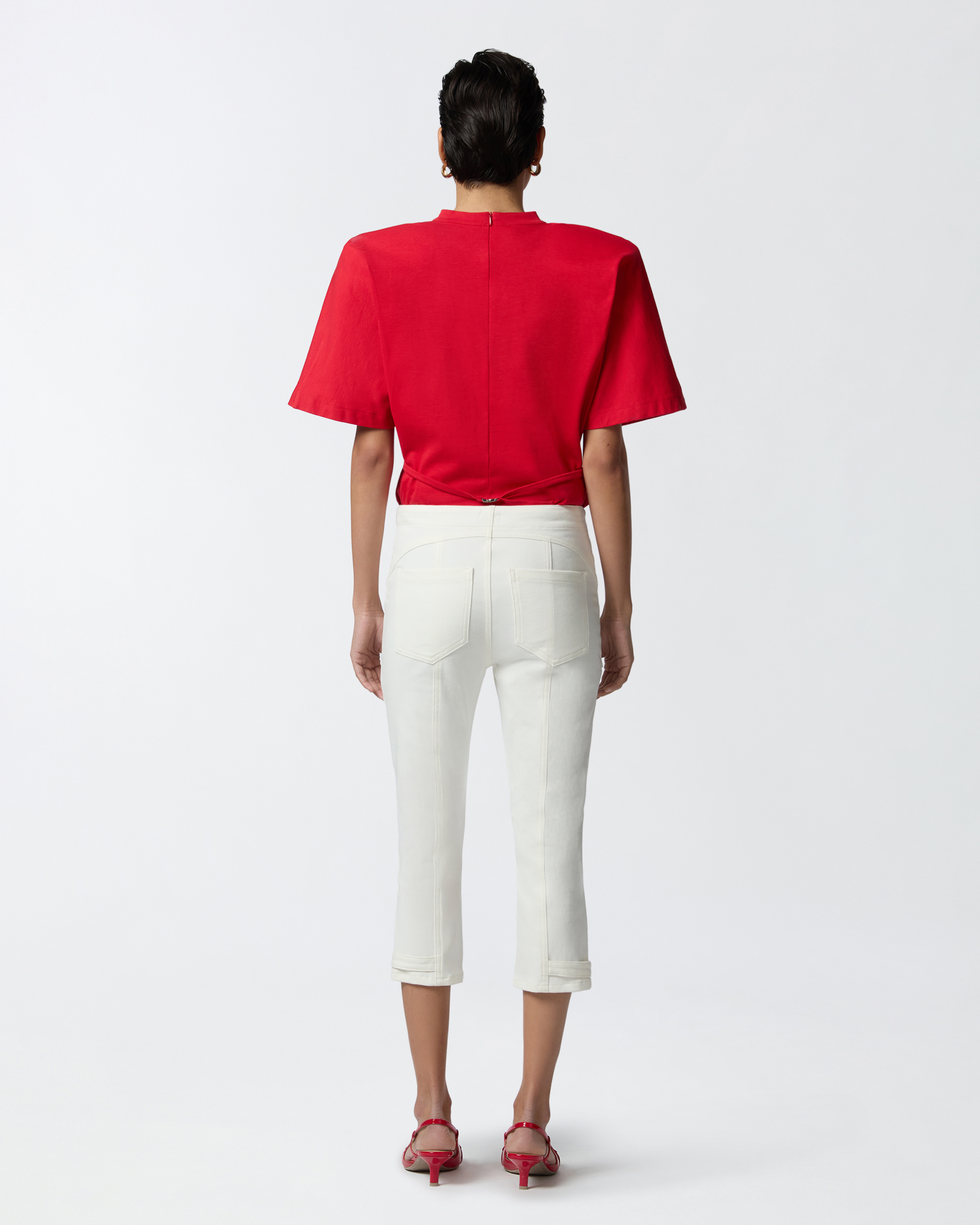 Pinko Cotton Canvas Capri Pants In Bright White