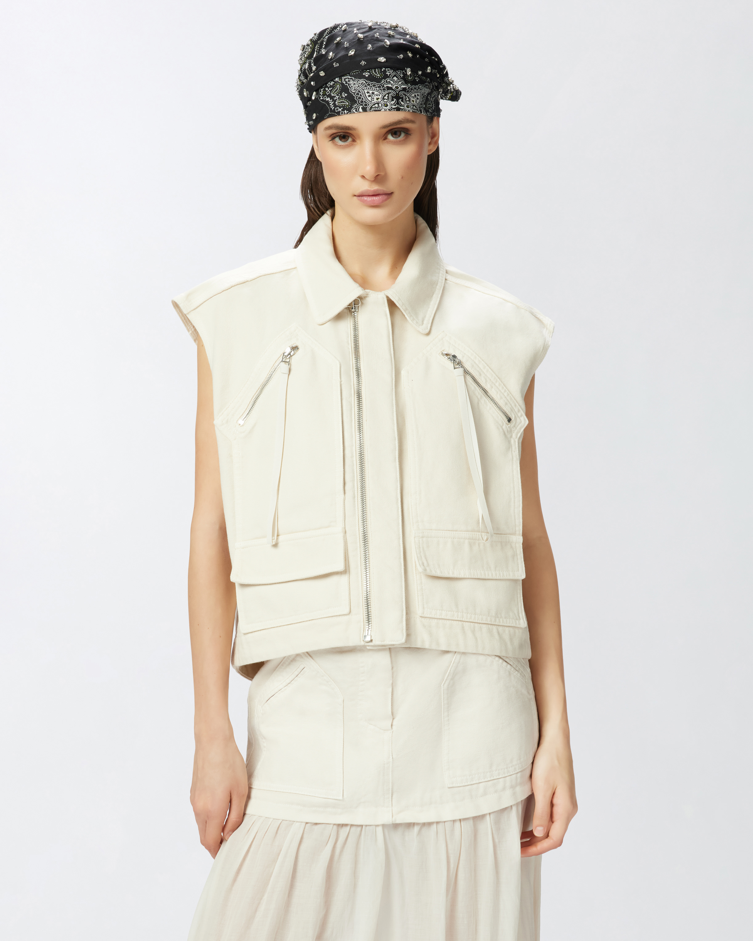 Pinko Cropped Collar Vest With Structured Shoulders