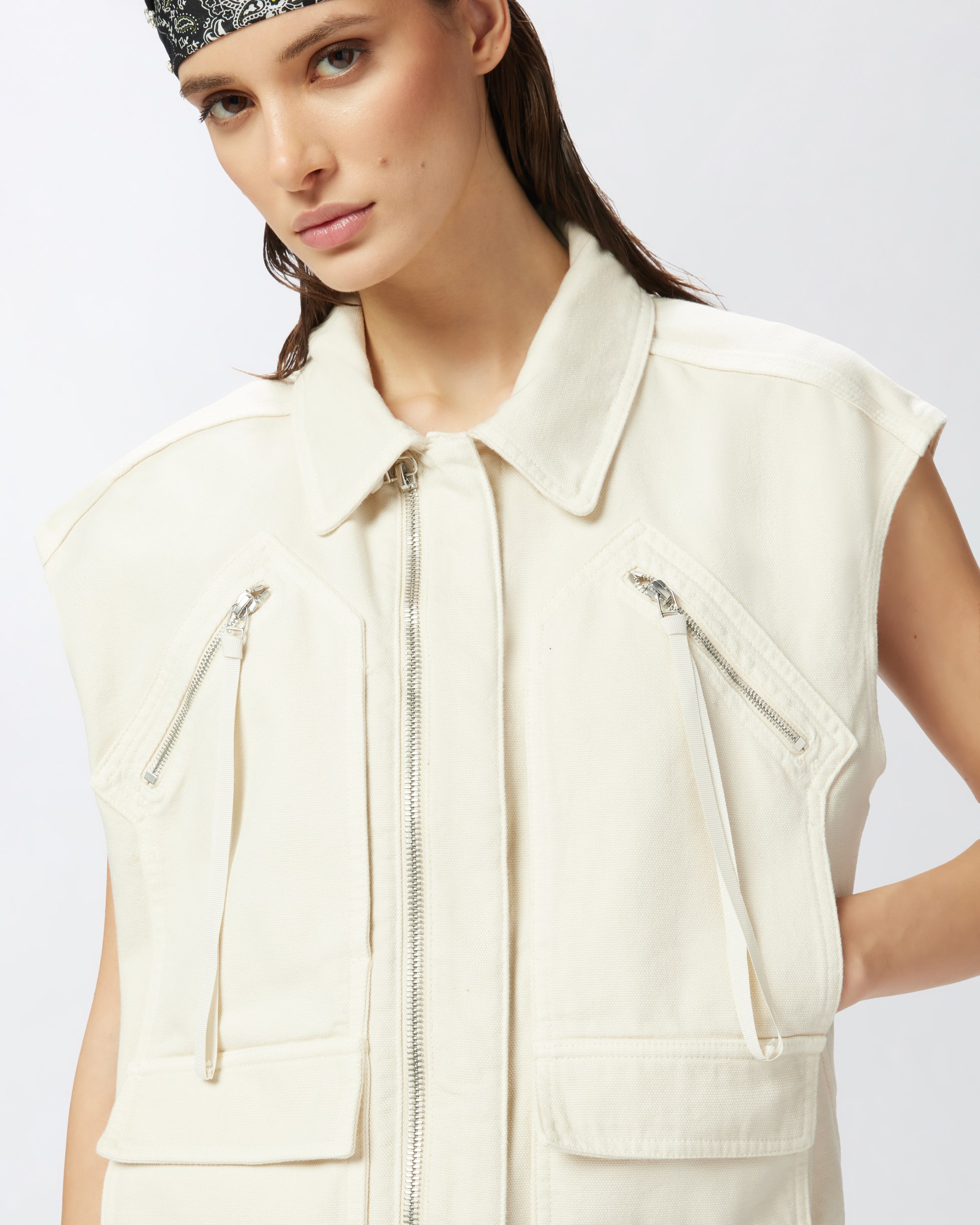 Pinko Cropped Collar Vest With Structured Shoulders