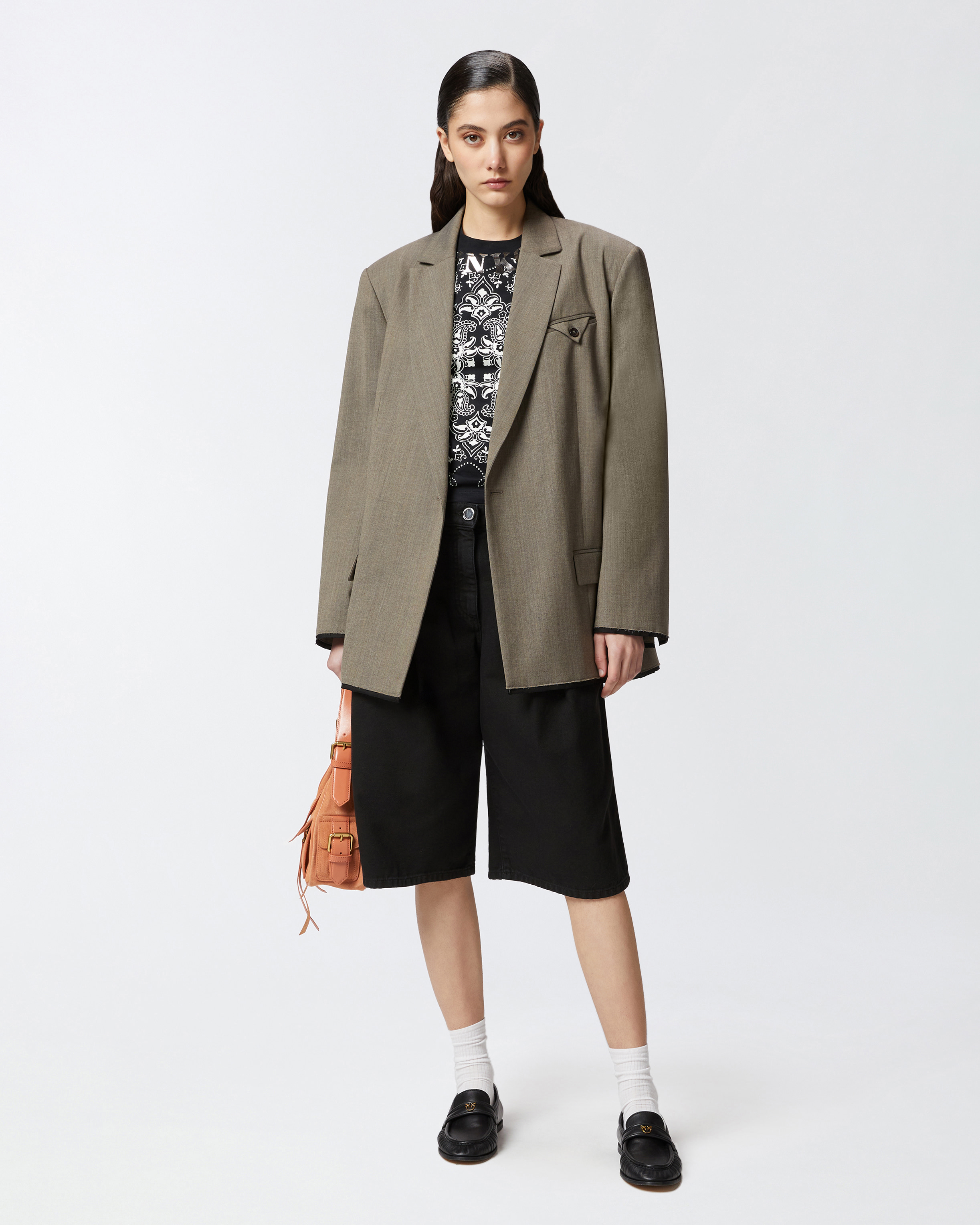 Pinko Wide Cotton Bermuda Shorts With Pockets