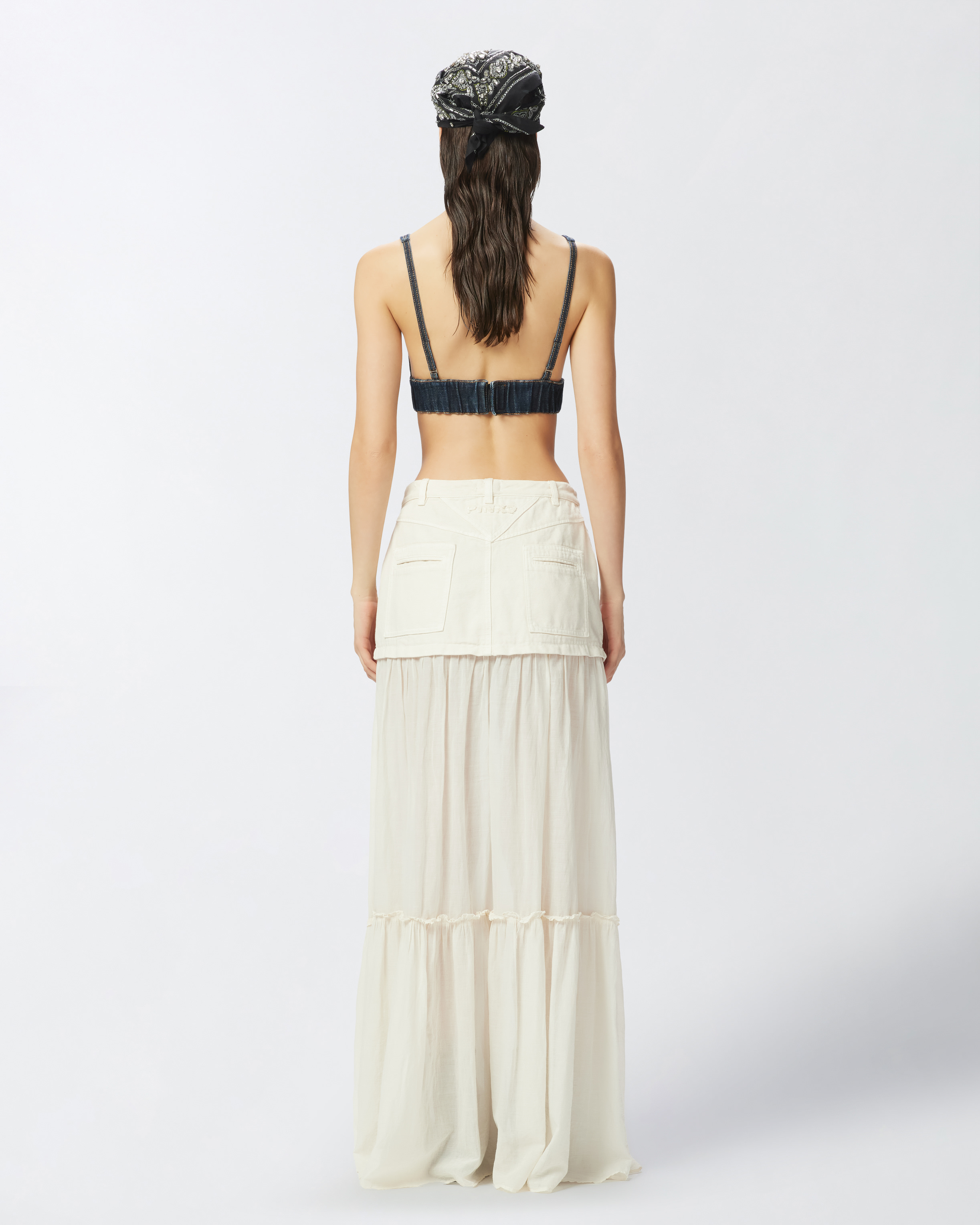 Pinko Long Skirt In Canvas And Cotton Voile