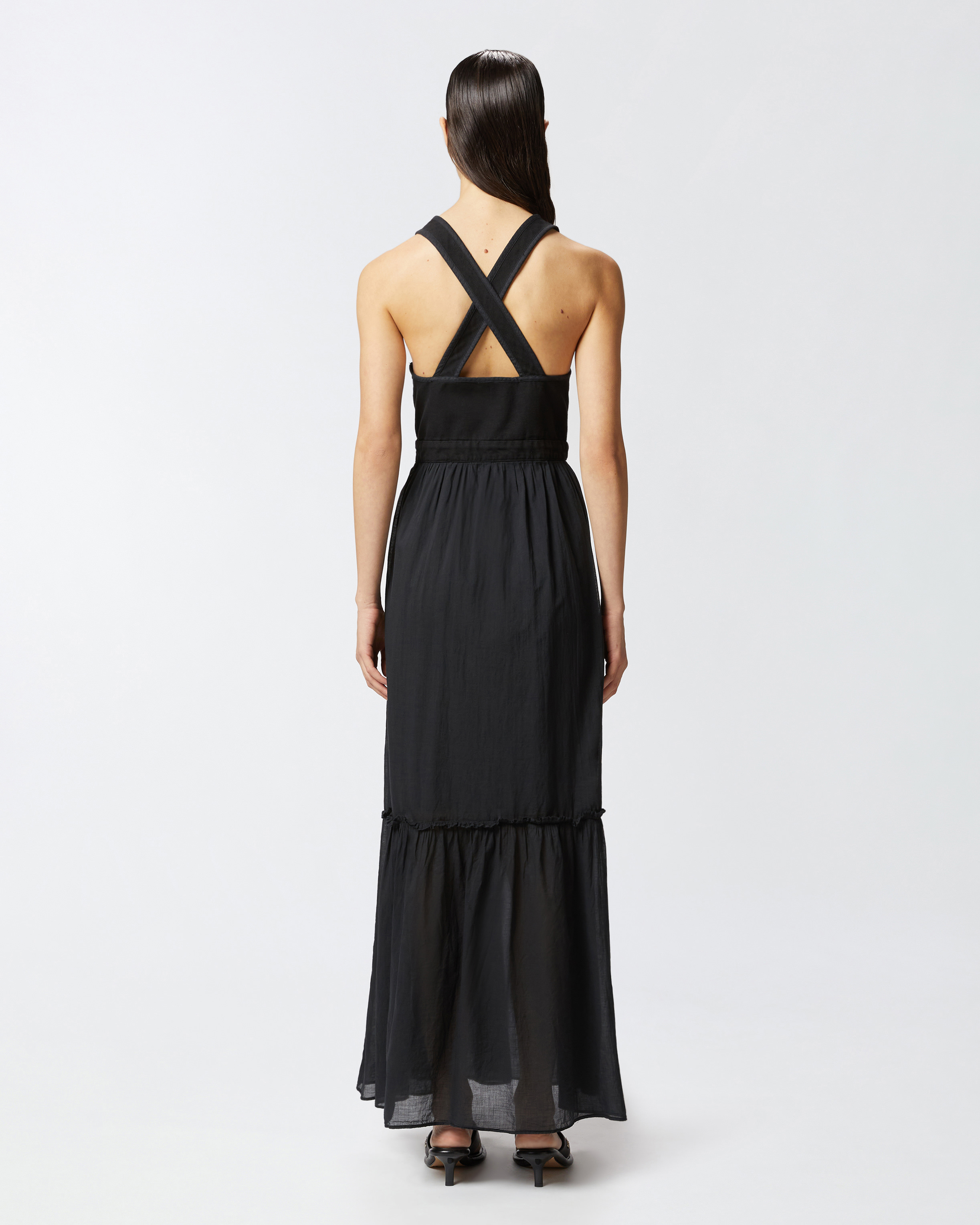 Pinko Long Sleeveless Cotton Dress With Neckline
