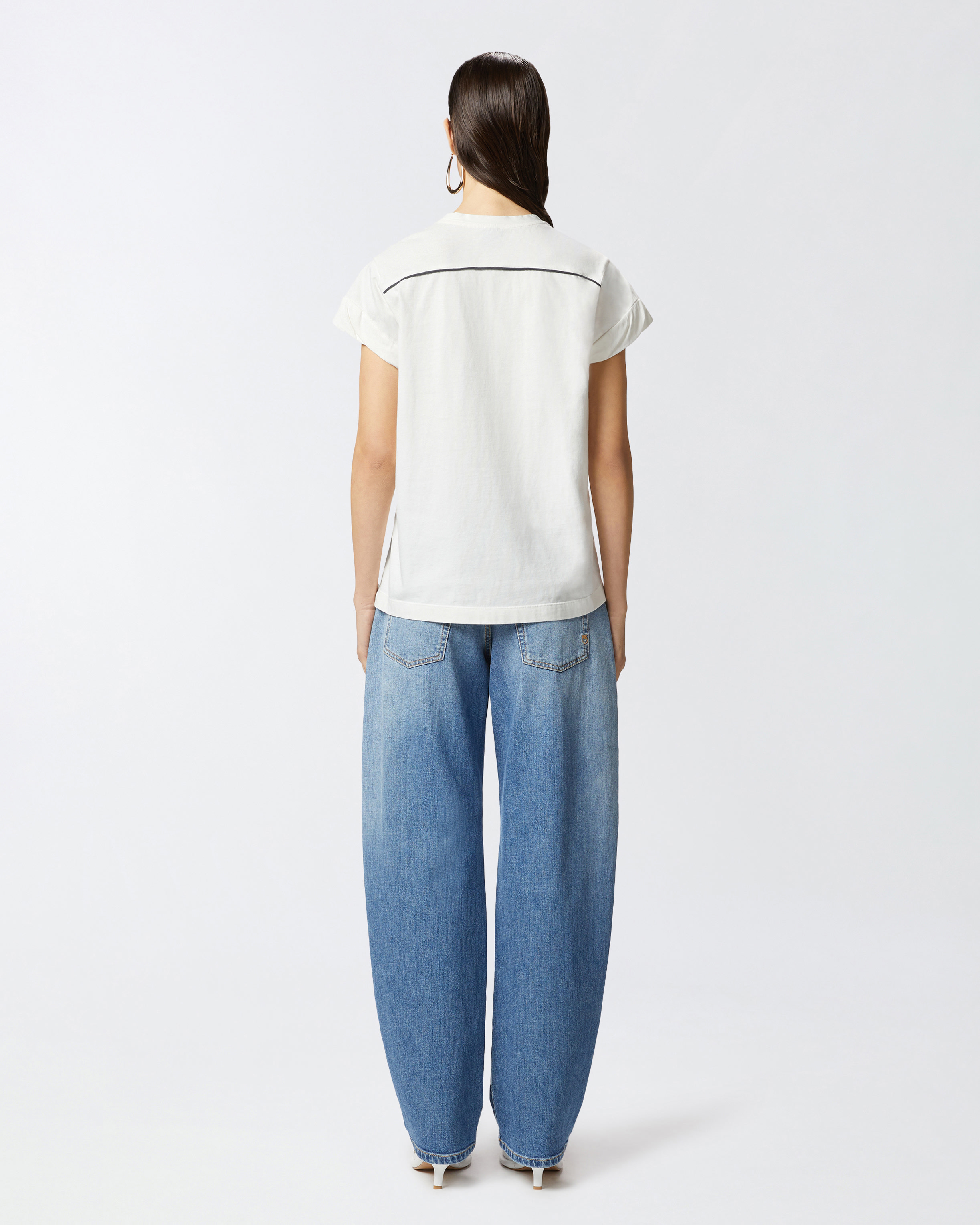 Pinko Crew Neck T-shirt Embroidered Patches In Snow White