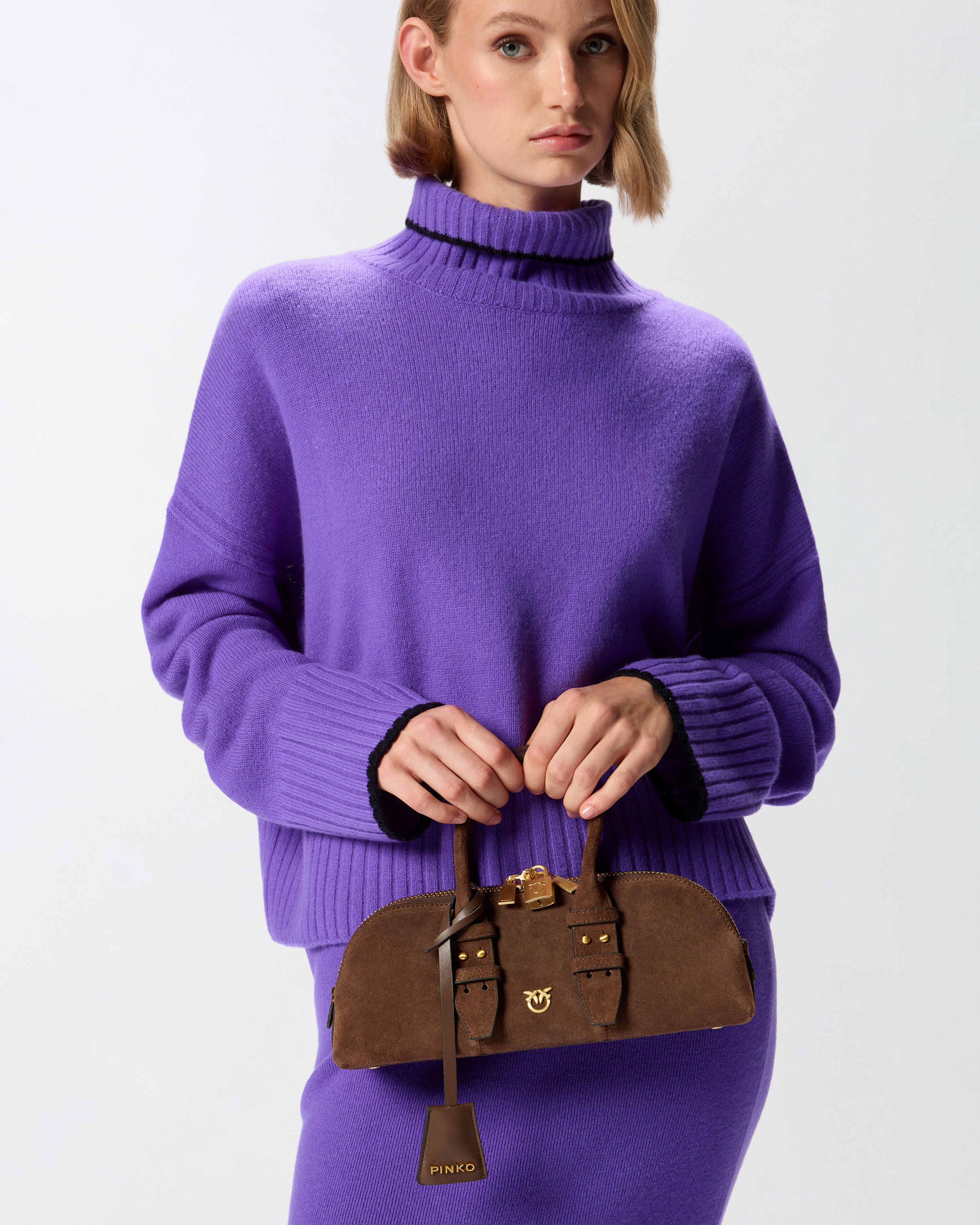 Pinko Small Baguette Escape Bag In Leather In Brown