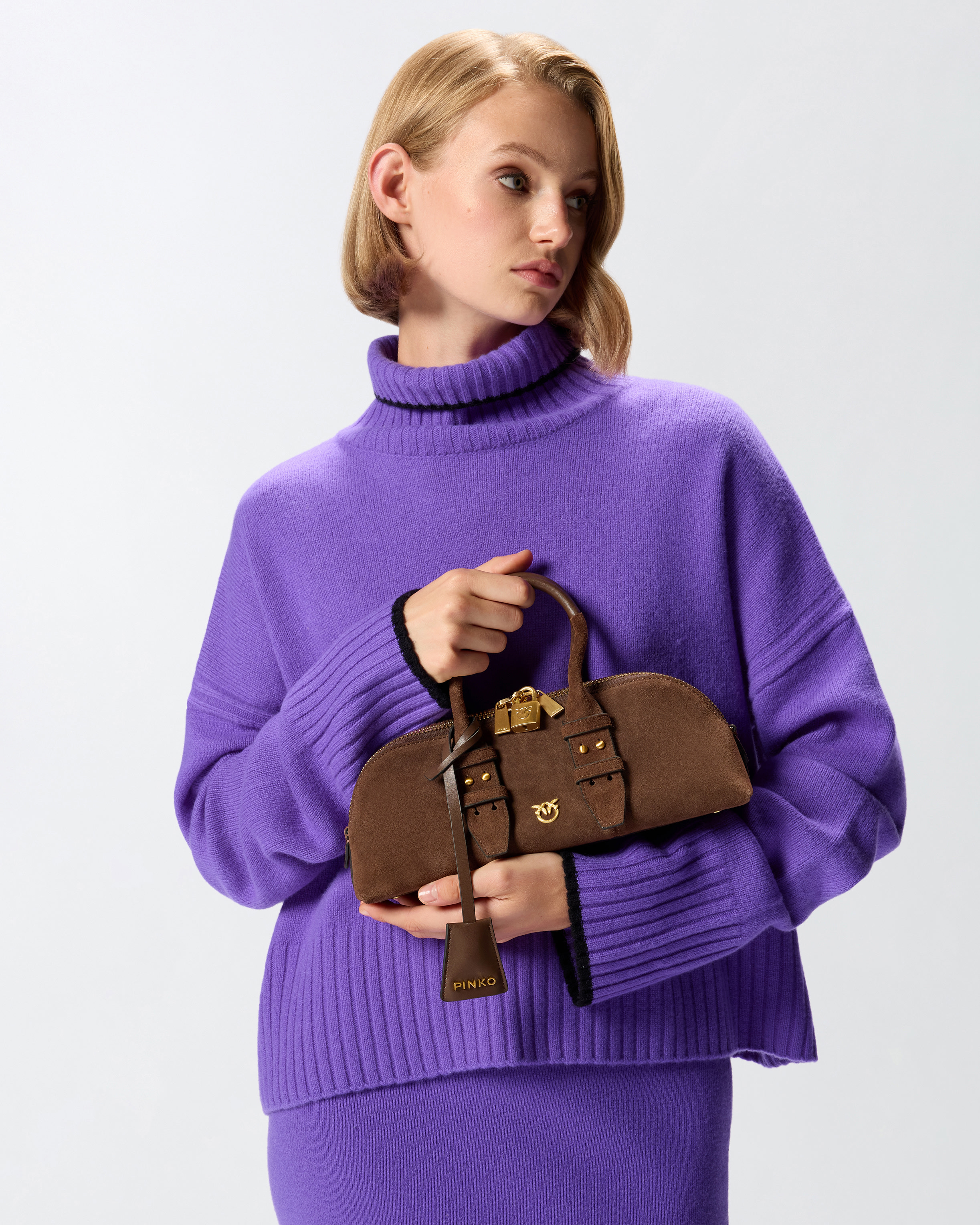 Pinko Small Baguette Escape Bag In Leather In Brown