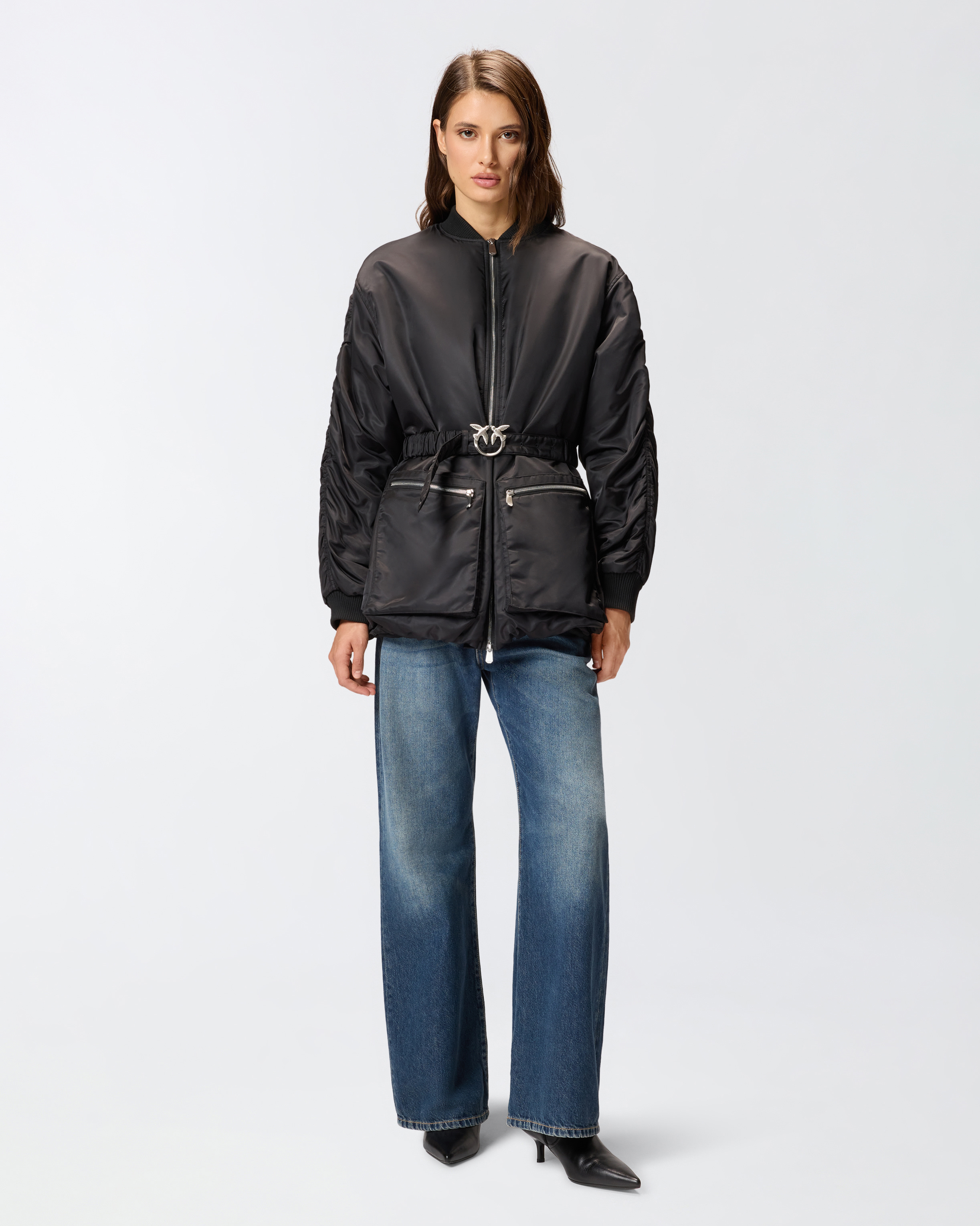 Bomber lungo in raso tecnico 1