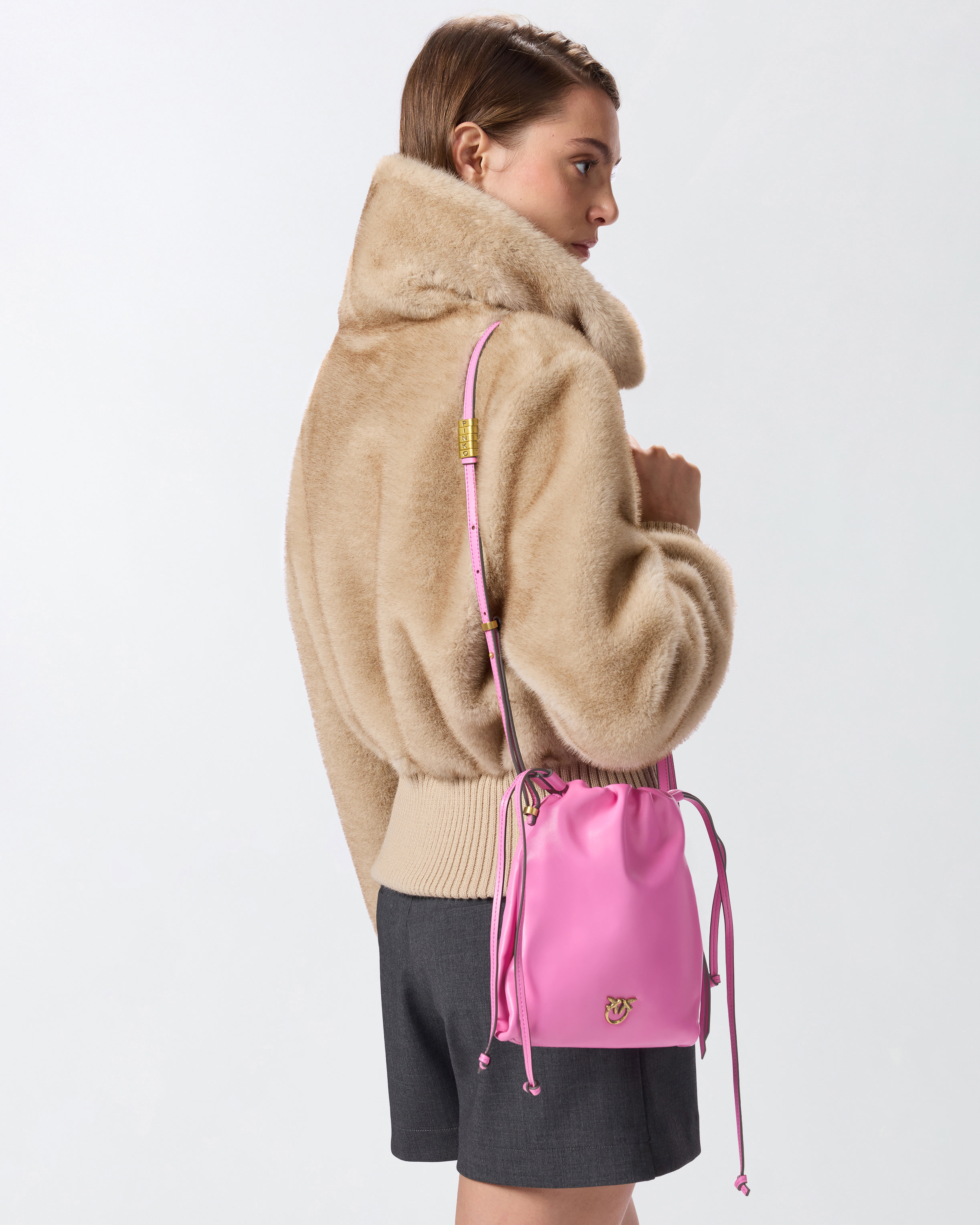 Pinko Leather Mini Slouchy Bag With Love Birds Logo