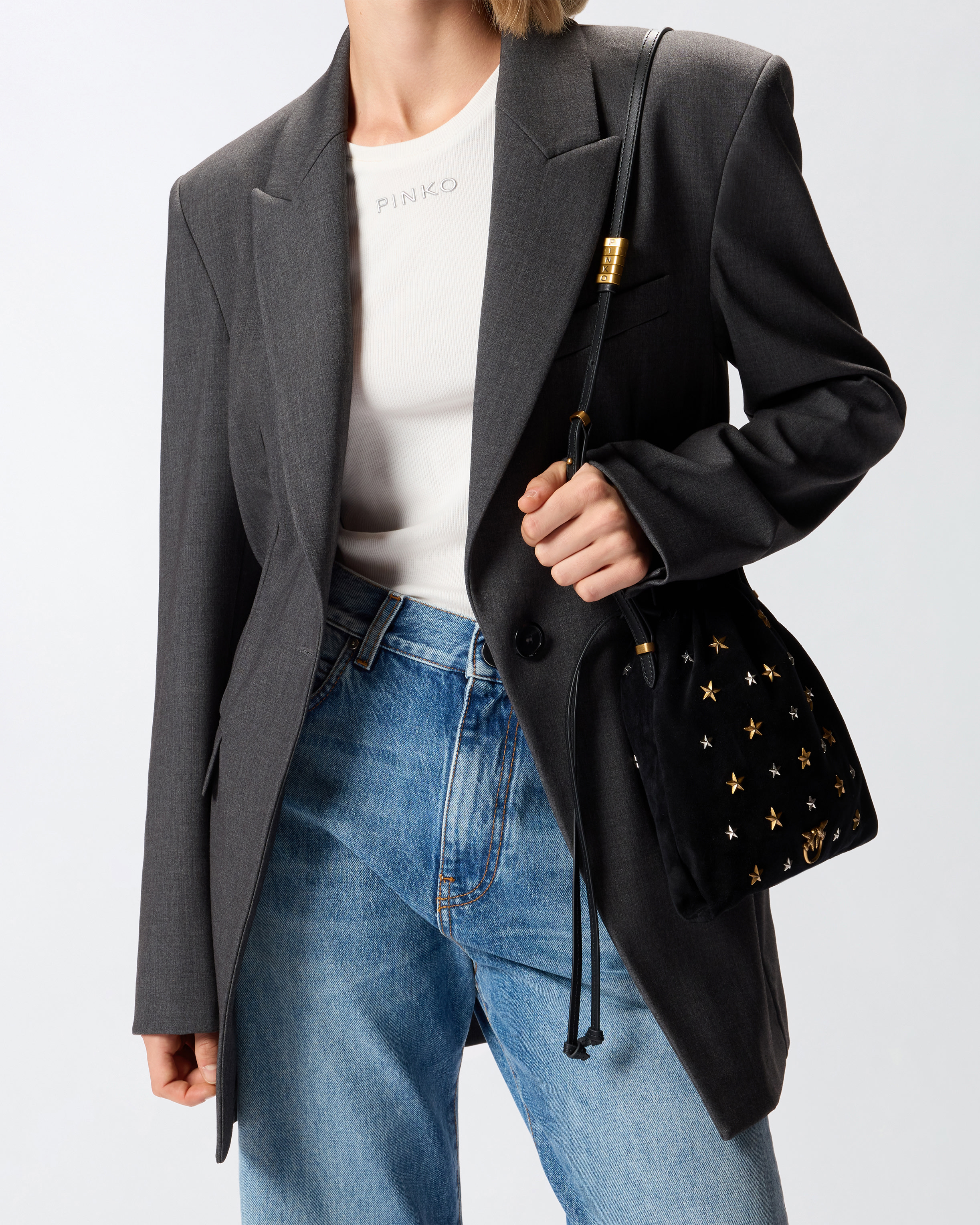 Pinko Star-embellished Suede Shoulder Bag