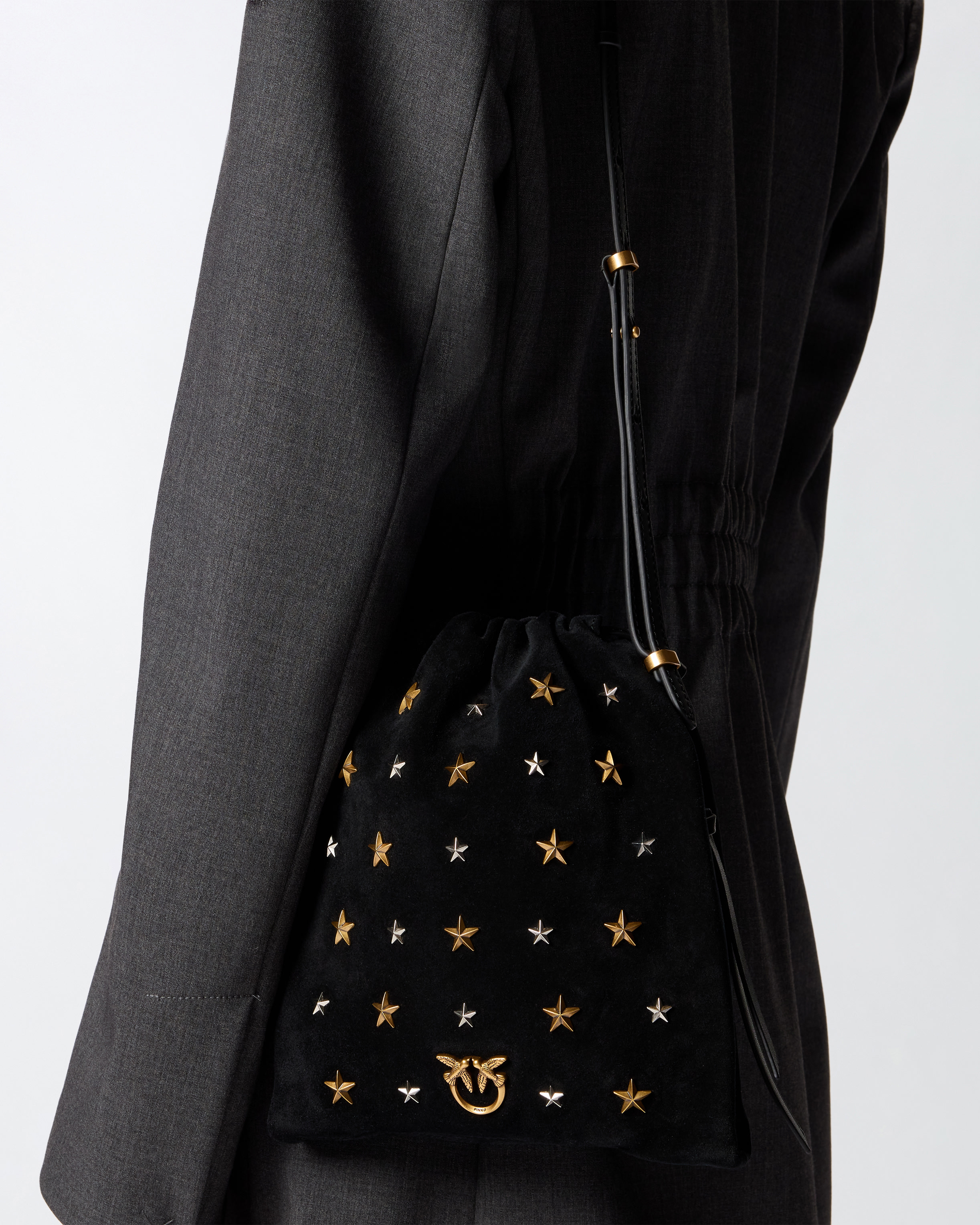 Pinko Star-embellished Suede Shoulder Bag